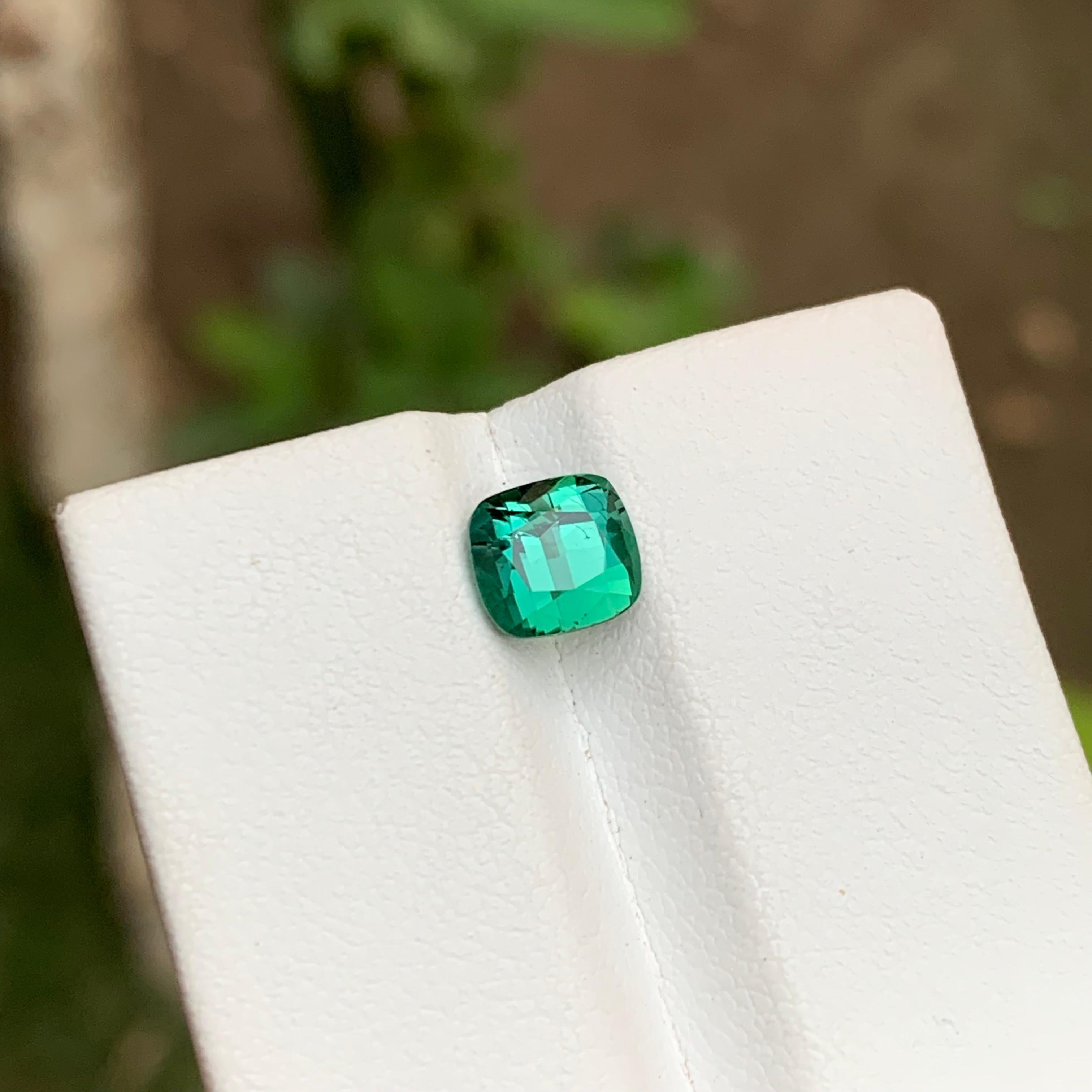 Gema Turmalina Natural Verde Azulado Laguna Cojín Cuadrado de 1,65 qt para Anillo en venta 3