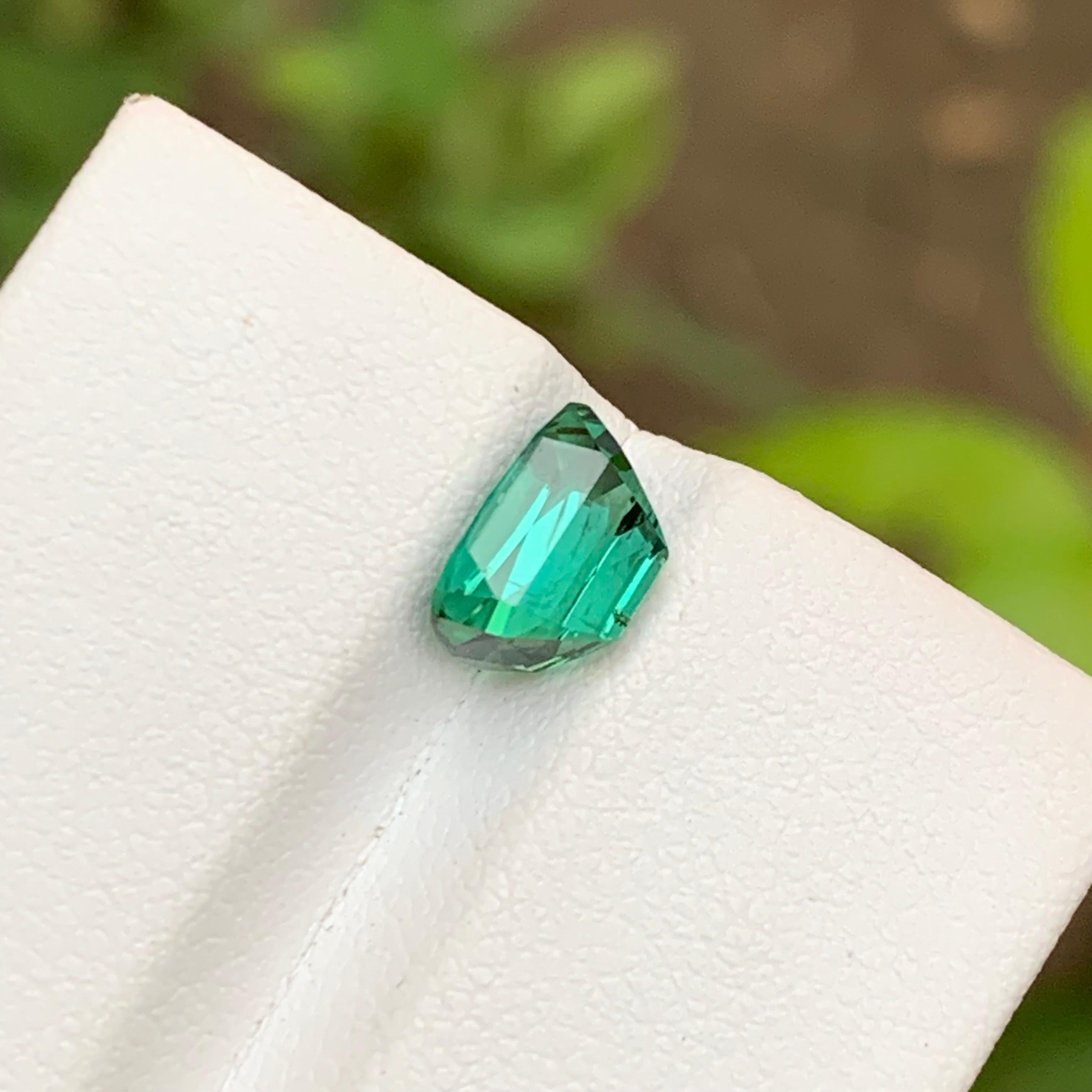 Lagoon Bluish Green Natural Tourmaline Gemstone 2.20 Ct Cushion Cut-Ring Jewelry For Sale 1