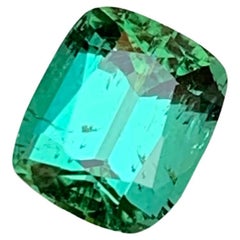 Gema de turmalina natural verde azulado laguna 2.20 qt joya con talla de cojín en forma de anillo