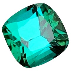 Lagoon Bluish Green Natural Tourmaline Gemstone 3.10 Ct Cushion Cut-Ring Jewelry