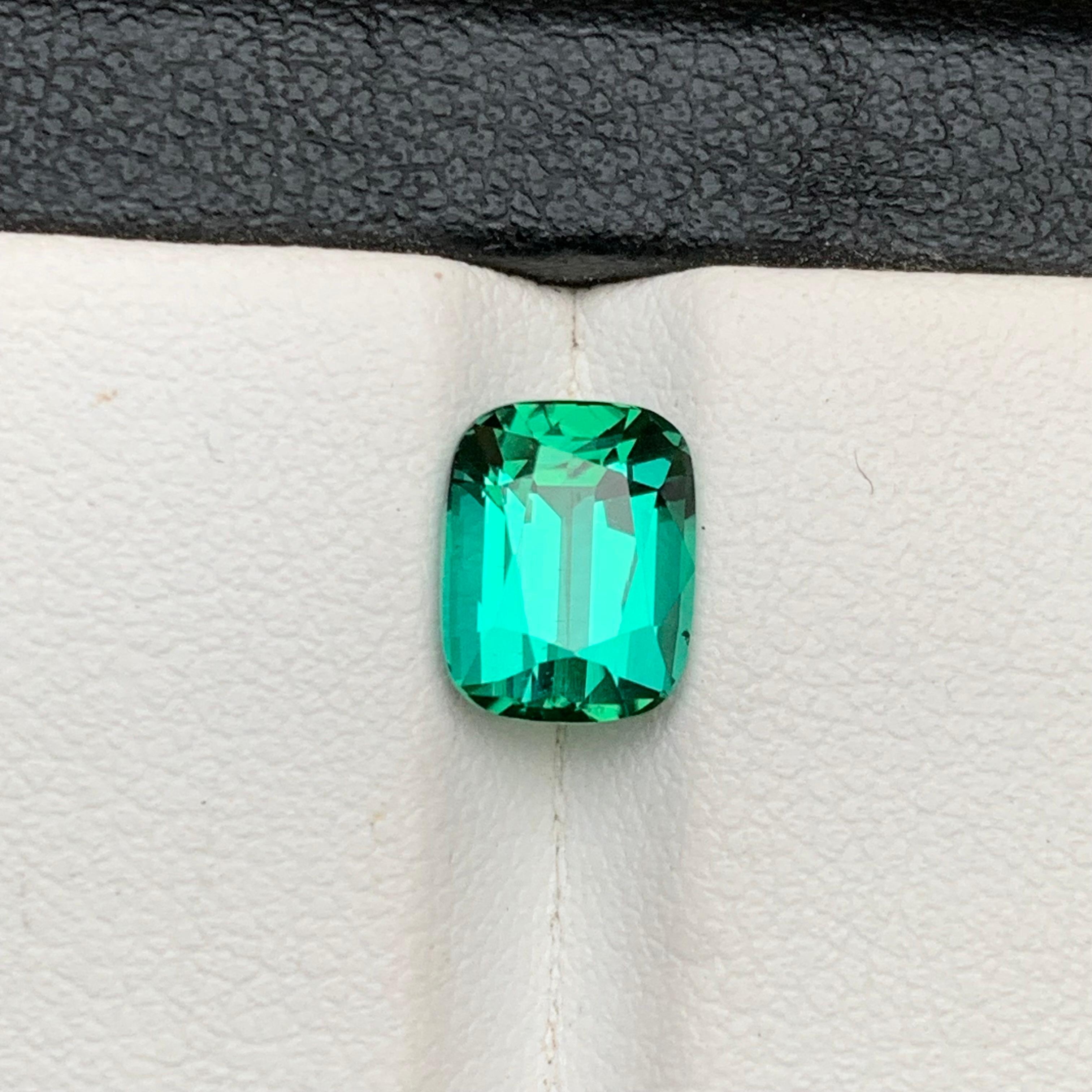 Anillo de turmalina natural verde azulado laguna Gema suelta 2,35 qt talla cojín en venta 4