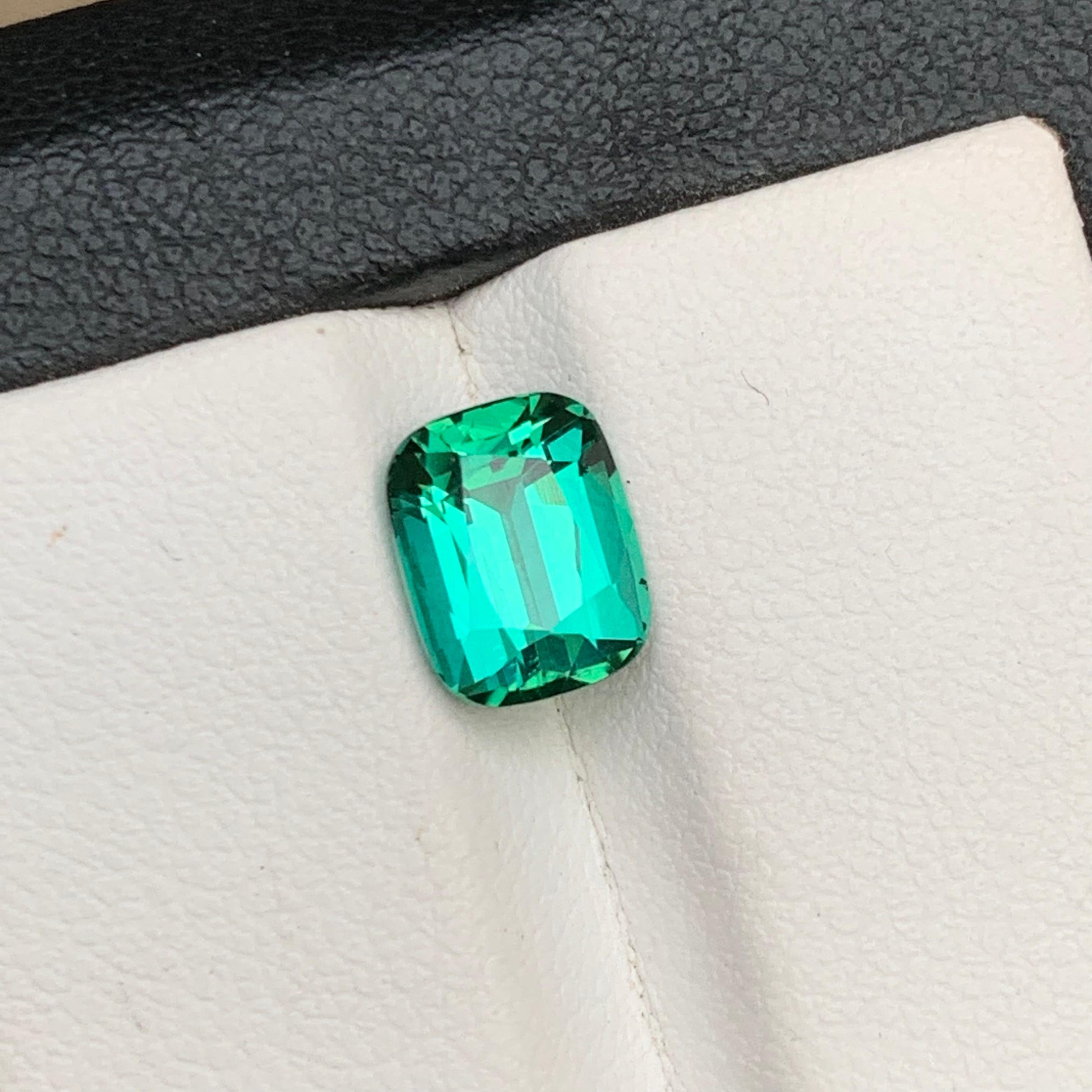 Anillo de turmalina natural verde azulado laguna Gema suelta 2,35 qt talla cojín en venta 7