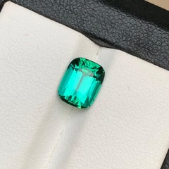 Anello con tormalina naturale verde azzurra Lagoon, gemma sfusa da 2,35 carati con taglio a cuscino
