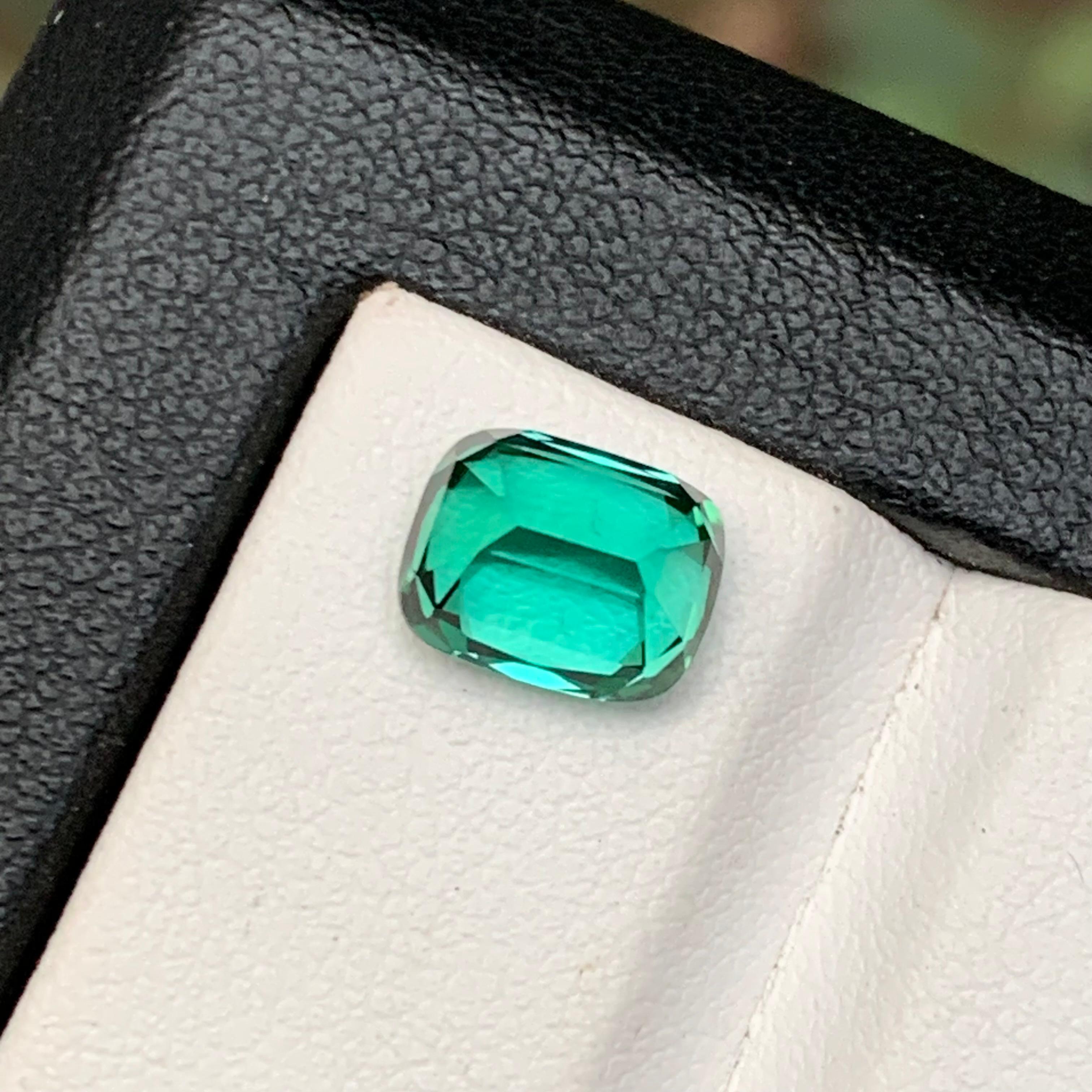 Anillo de turmalina natural verde azulado laguna Gema suelta 2,35 qt talla cojín en venta 1