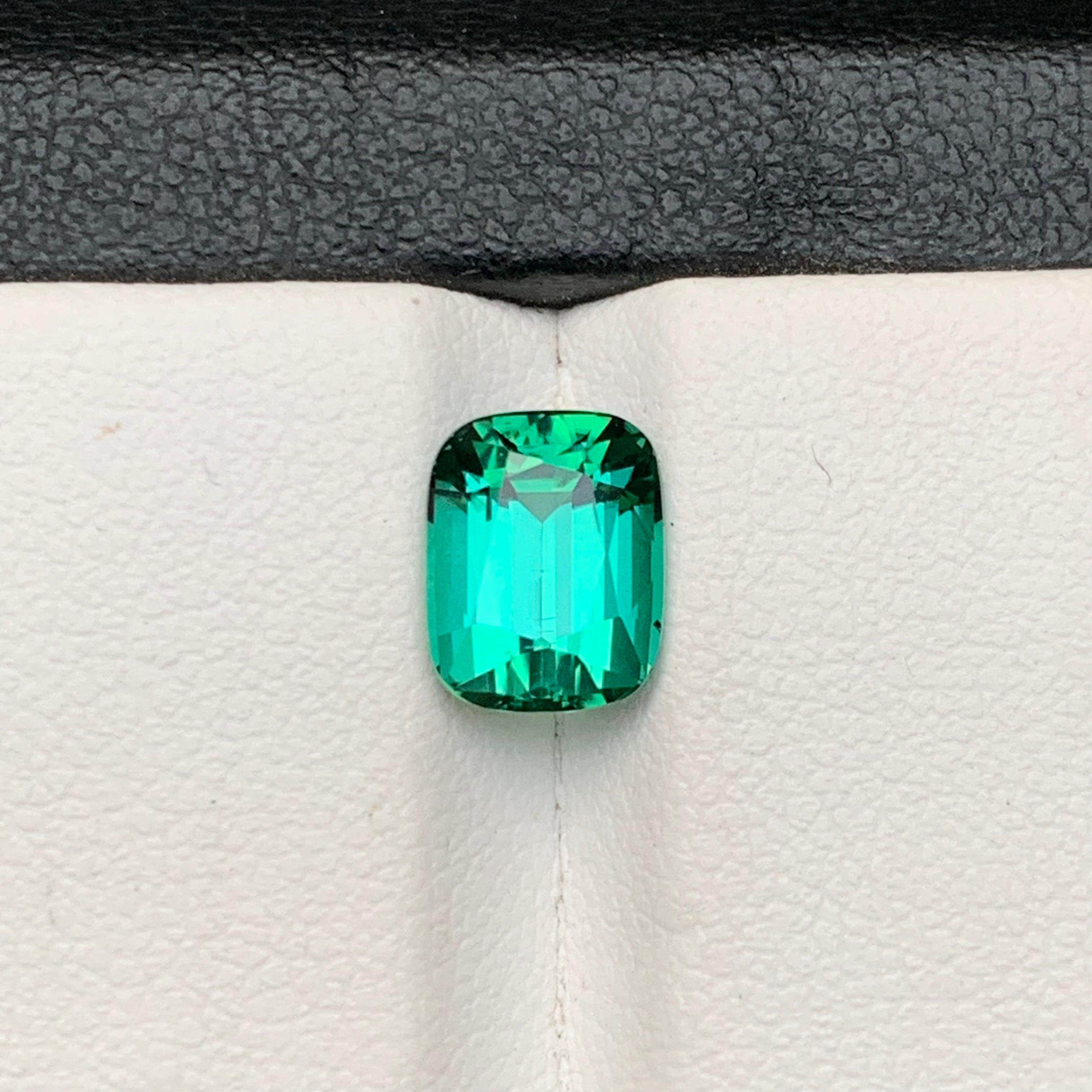 Anillo de turmalina natural verde azulado laguna Gema suelta 2,35 qt talla cojín en venta 3