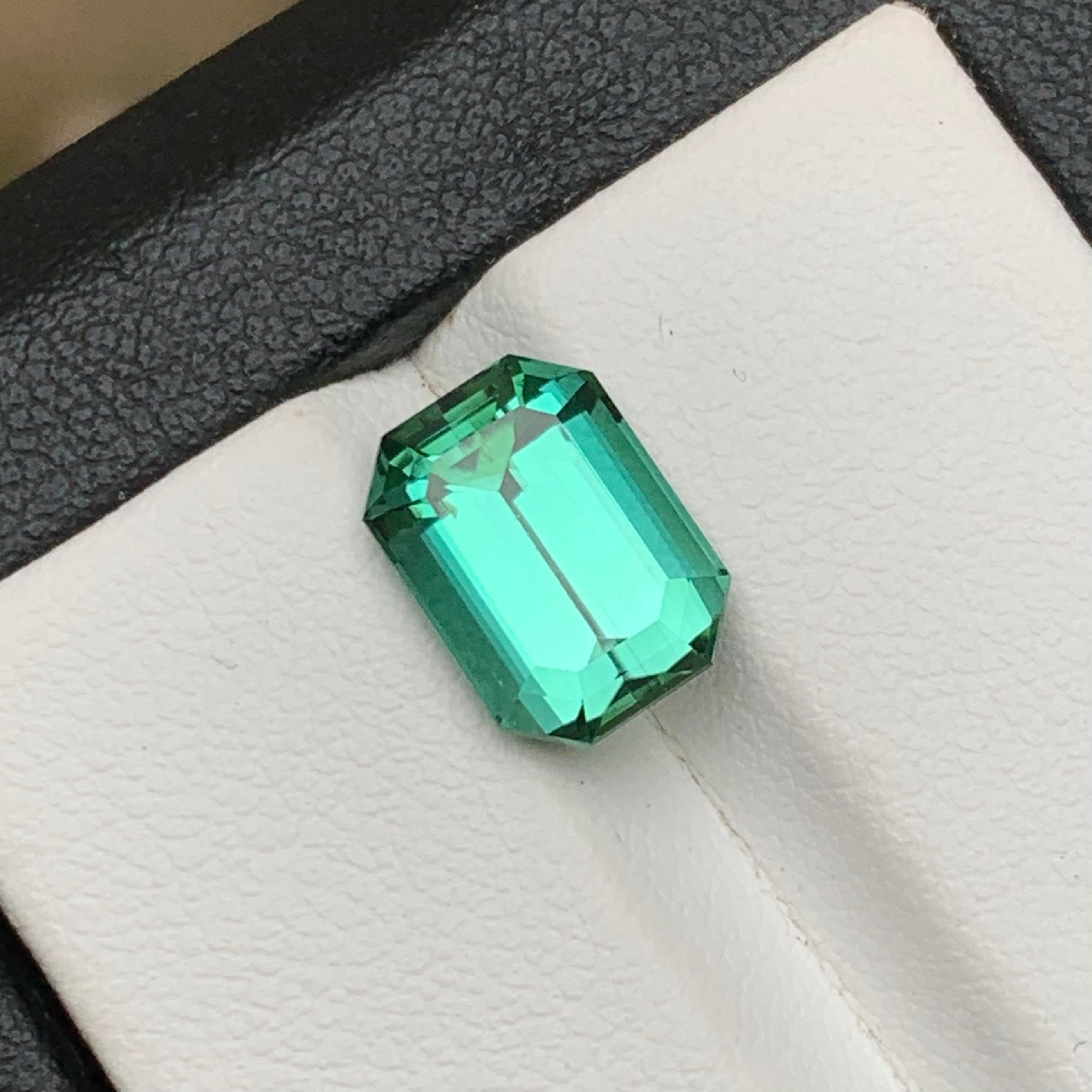 Bague Lagoon, tourmaline naturelle vert bleuté, pierre précieuse non sertie, taille émeraude 4,05 carats 5