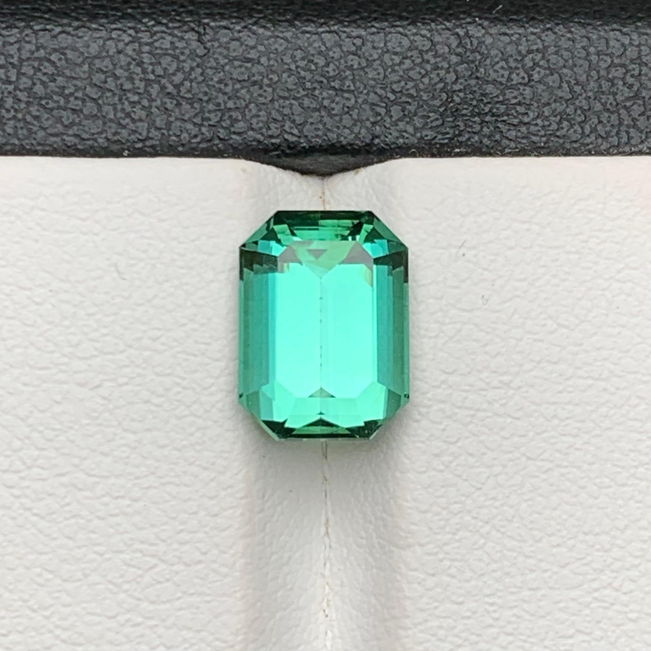 Bague Lagoon, tourmaline naturelle vert bleuté, pierre précieuse non sertie, taille émeraude 4,05 carats 1
