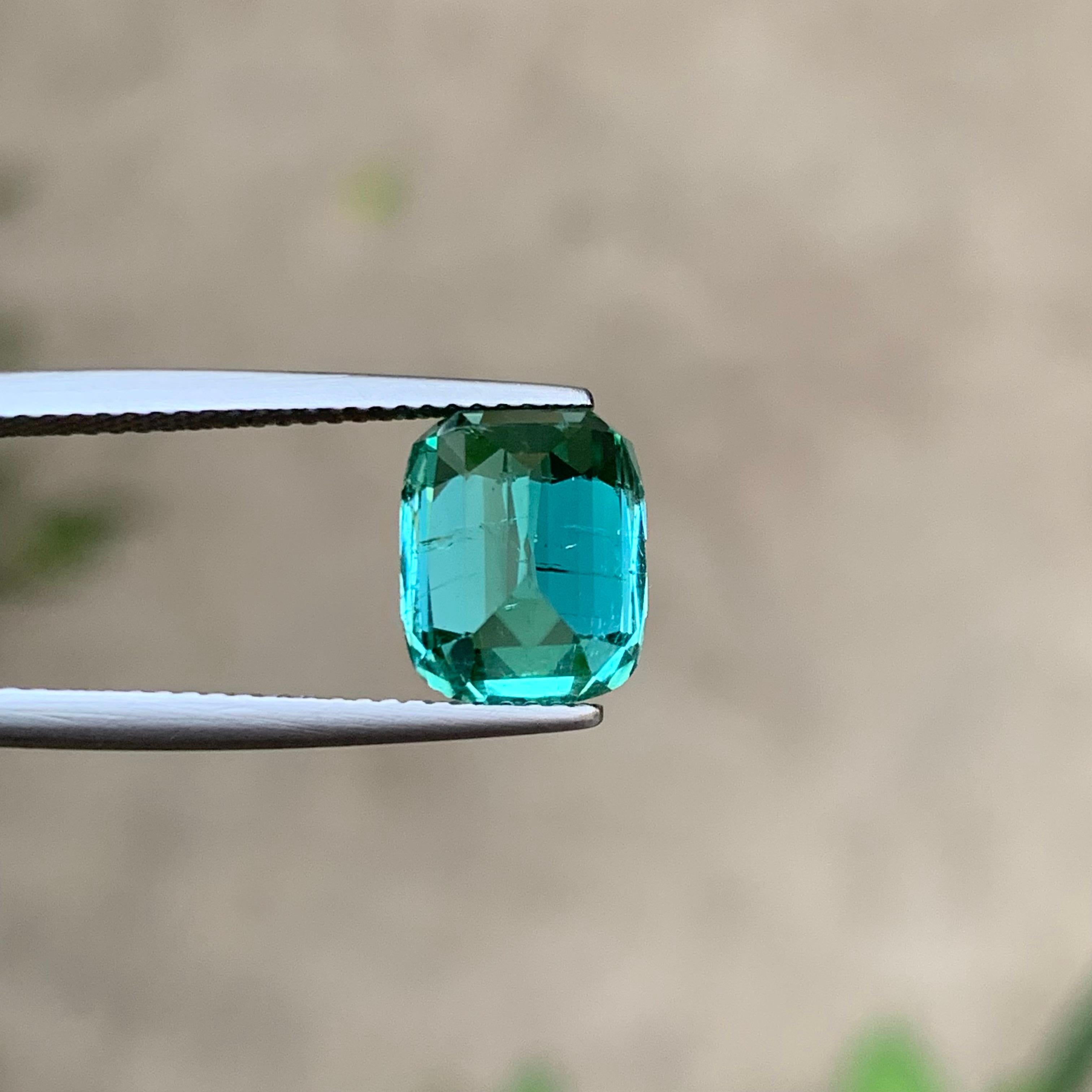 da uomo o donna Anello di tormalina naturale Lagoon Bluish Green Gemma sciolta 4,75 Ct Cuscino-Gioiello in vendita