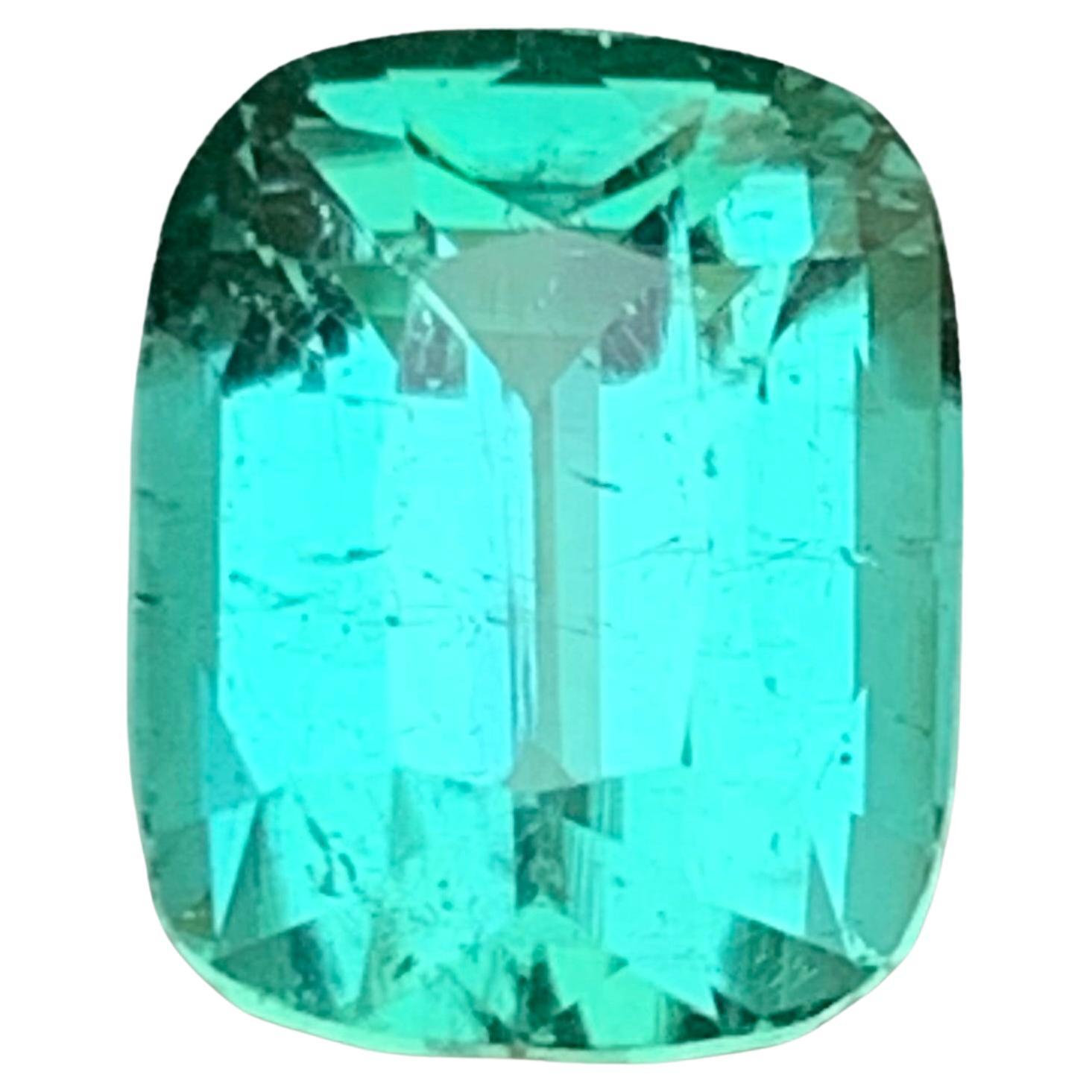 Anello di tormalina naturale Lagoon Bluish Green Gemma sciolta 4,75 Ct Cuscino-Gioiello