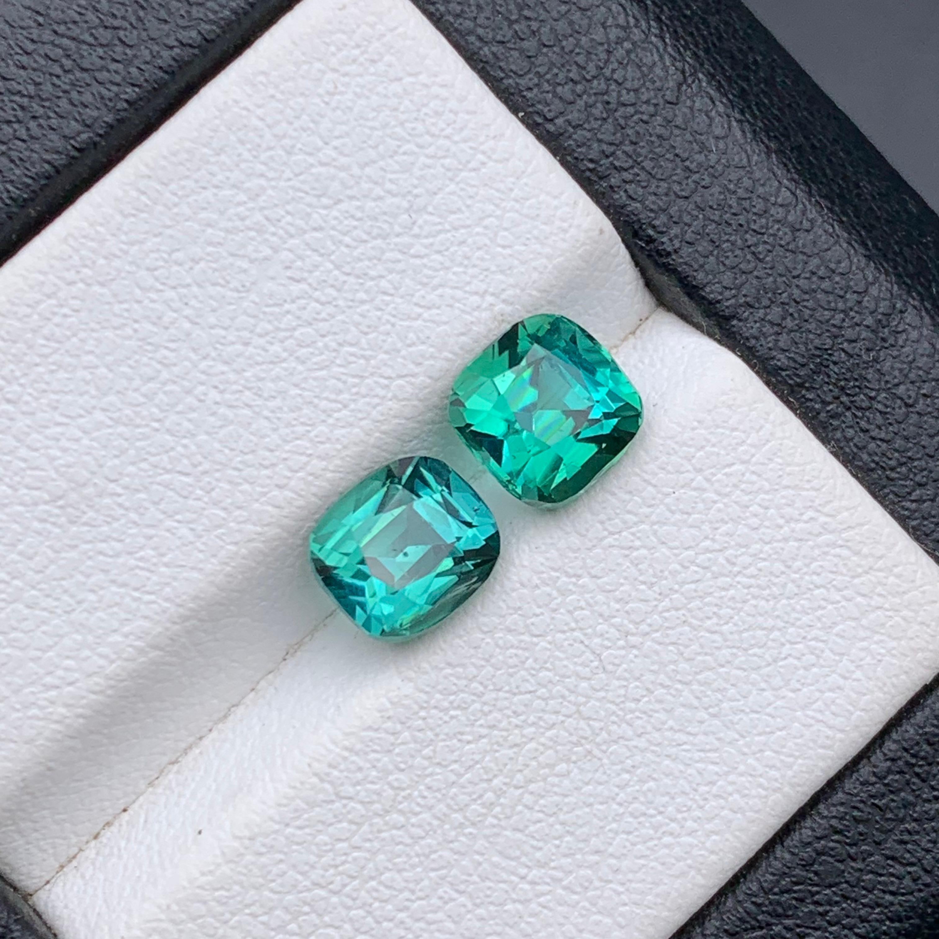 Lagoon Bluish Green Natural Tourmaline Ring Loose Gemstones 3.65 Ct Cushion Cut in vendita 4