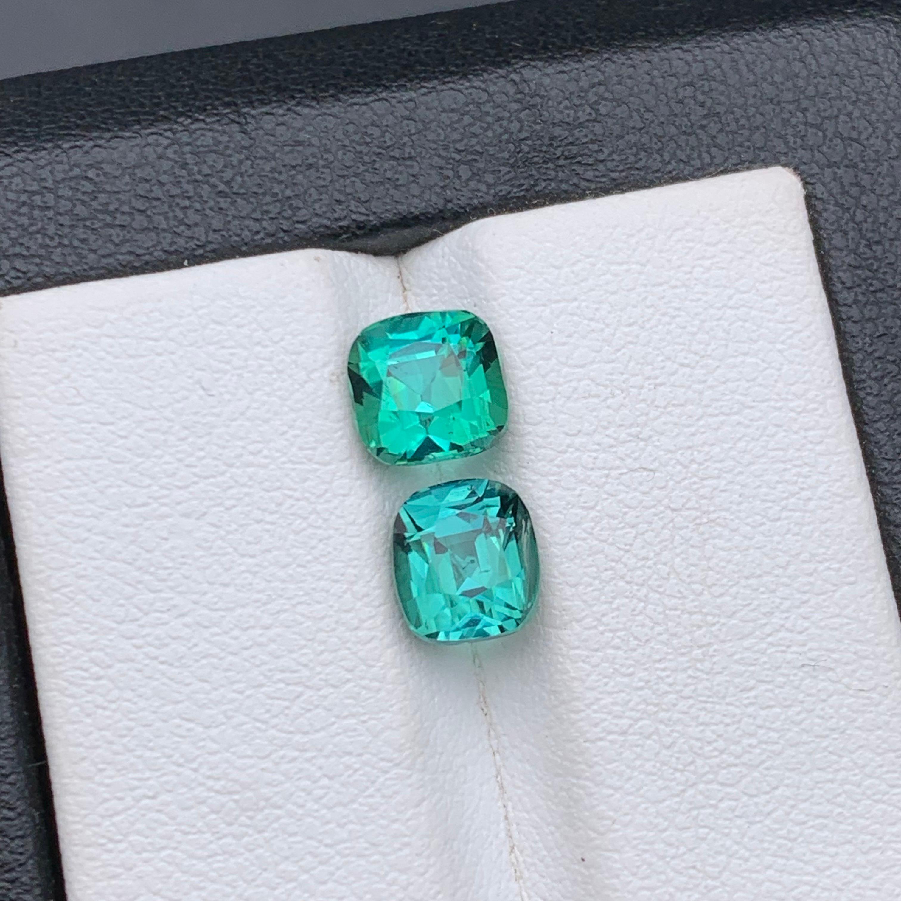 Lagoon Bluish Green Natural Tourmaline Ring Loose Gemstones 3.65 Ct Cushion Cut in vendita 5