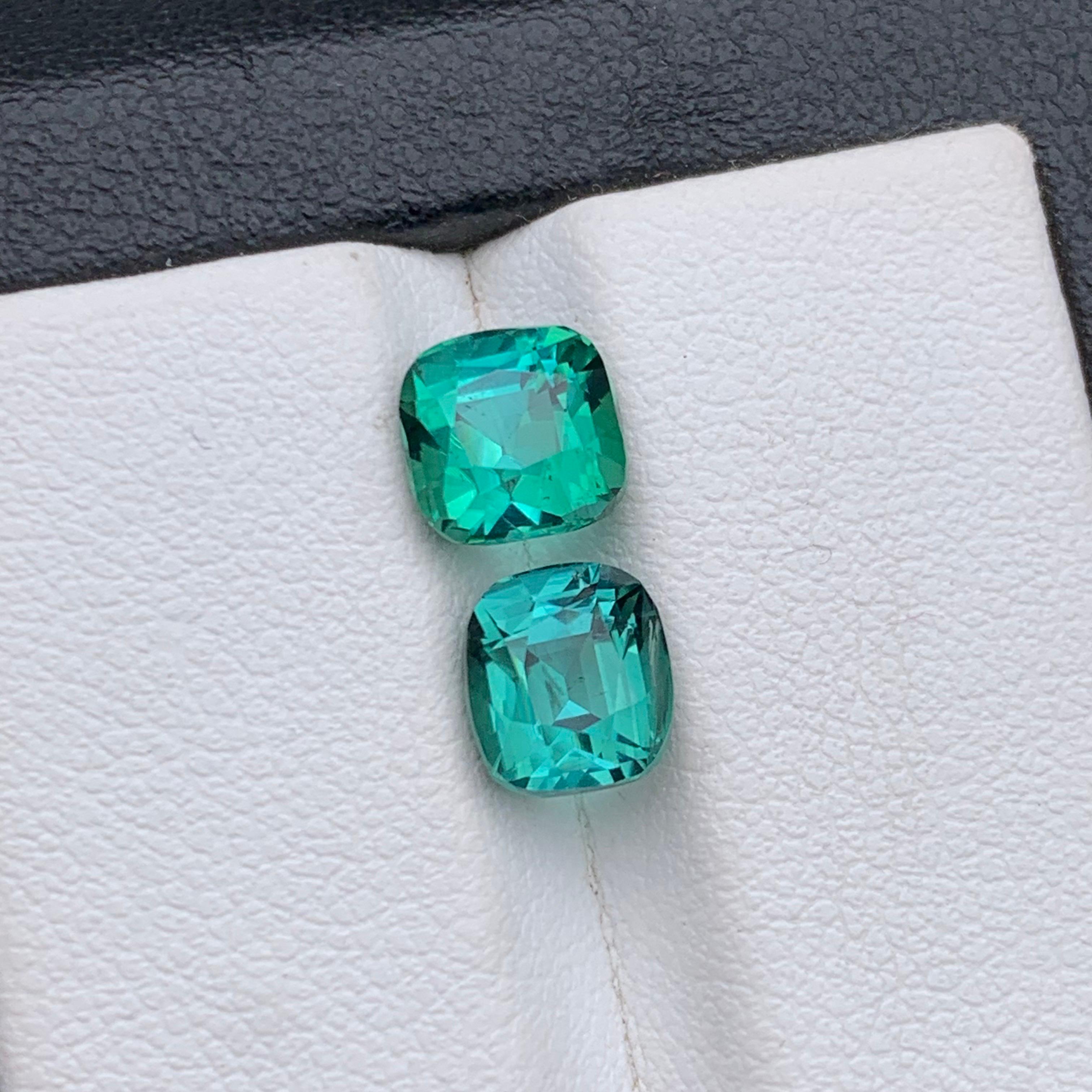 Lagoon Bluish Green Natural Tourmaline Ring Loose Gemstones 3.65 Ct Cushion Cut in vendita 7