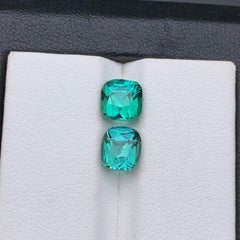 Lagoon Bluish Green Natural Tourmaline Ring Loose Gemstones 3.65 Ct Cushion Cut