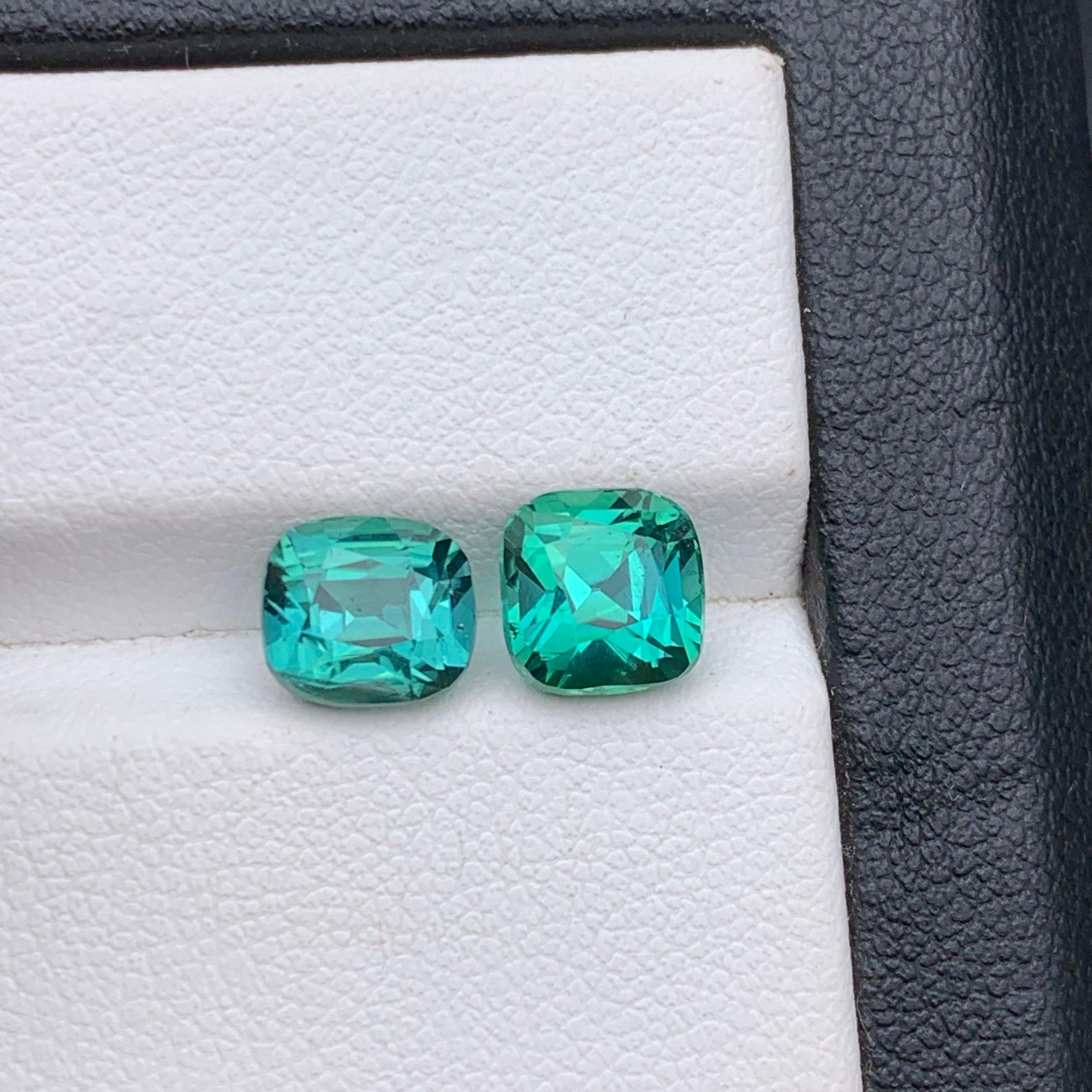 Taglio cuscino Lagoon Bluish Green Natural Tourmaline Ring Loose Gemstones 3.65 Ct Cushion Cut in vendita
