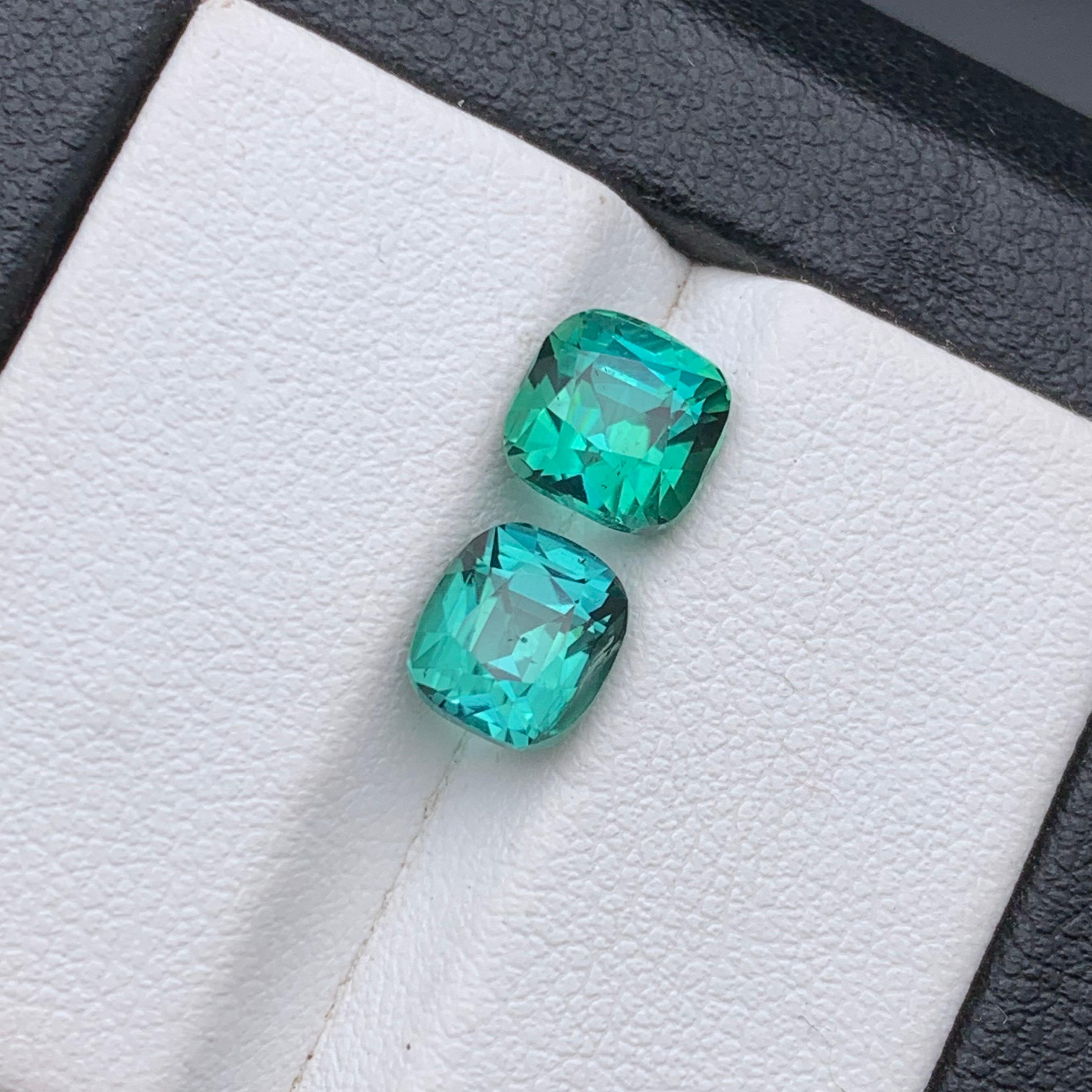 Lagoon Bluish Green Natural Tourmaline Ring Loose Gemstones 3.65 Ct Cushion Cut In condizioni Nuovo in vendita a Peshawar, PK