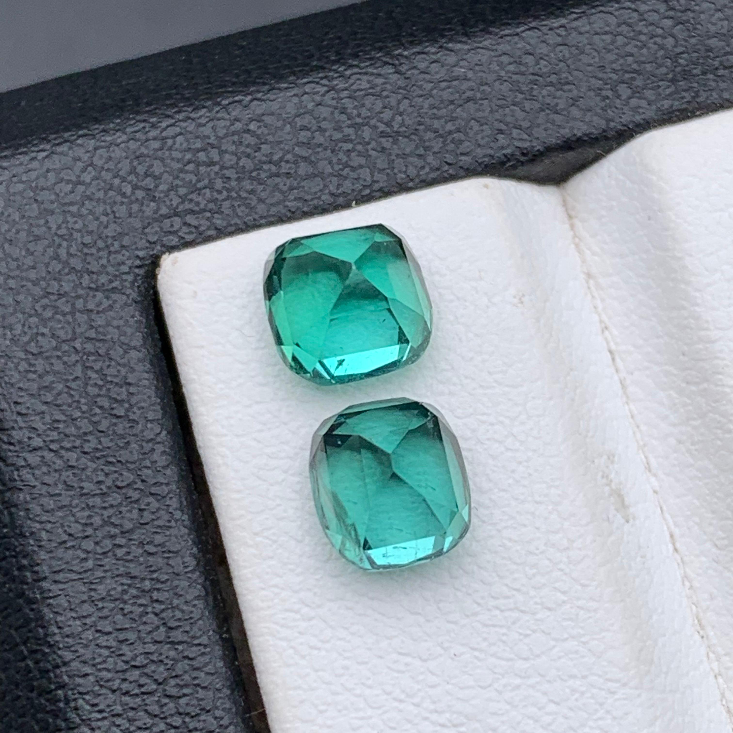 da uomo o donna Lagoon Bluish Green Natural Tourmaline Ring Loose Gemstones 3.65 Ct Cushion Cut in vendita