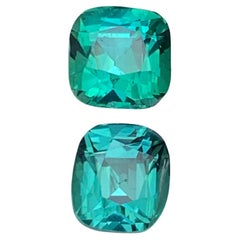 Lagoon Bluish Green Natural Tourmaline Ring Loose Gemstones 3.65 Ct Cushion Cut