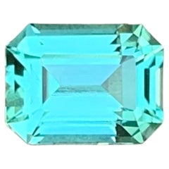 Lagoon Color Natural Emerald Cut Tourmaline Gemstone for Jewellery 7mm