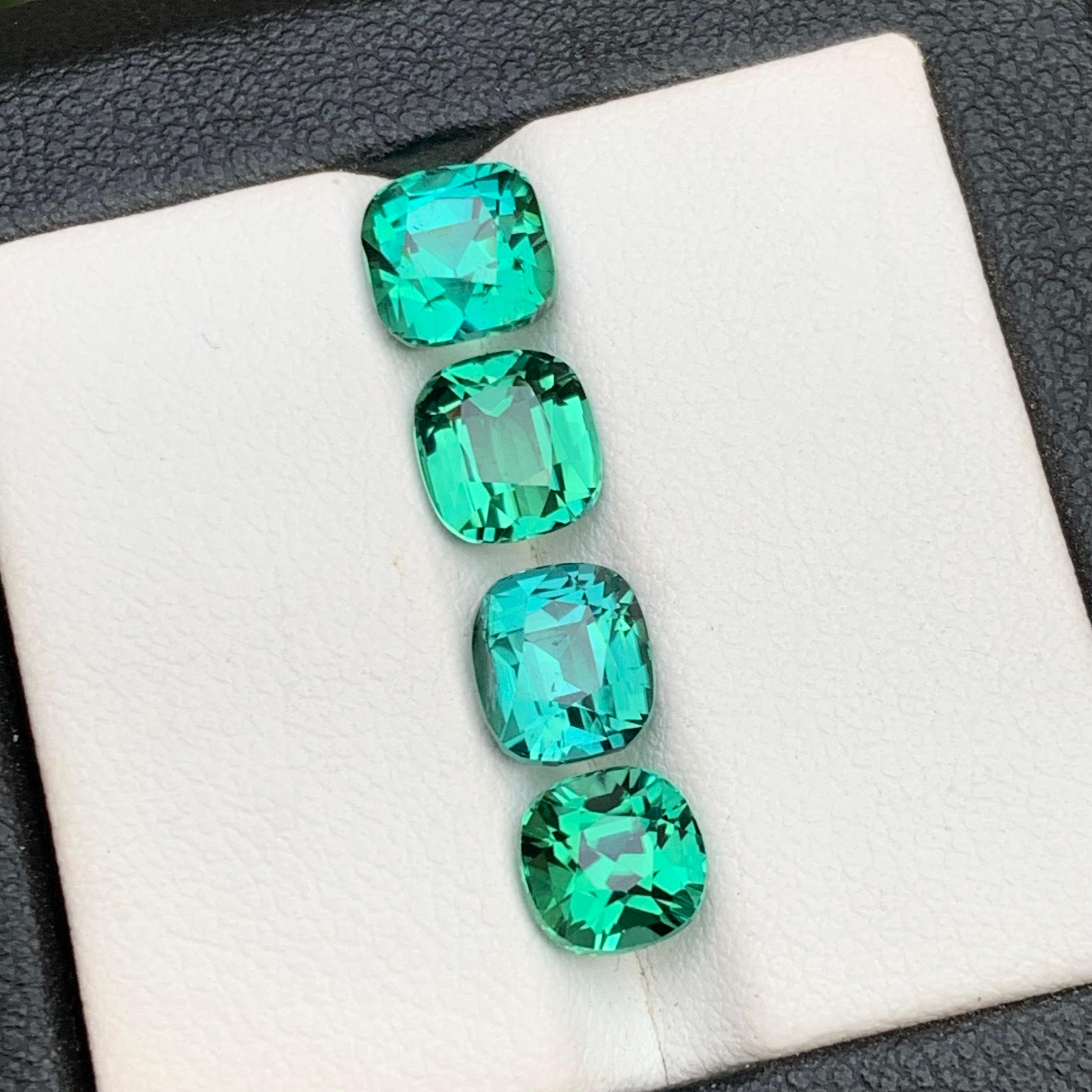 Lagoon Green & Blue Natural Tourmaline Loose Gemstones Lot 6.60 Ct Cushion Cut For Sale 5