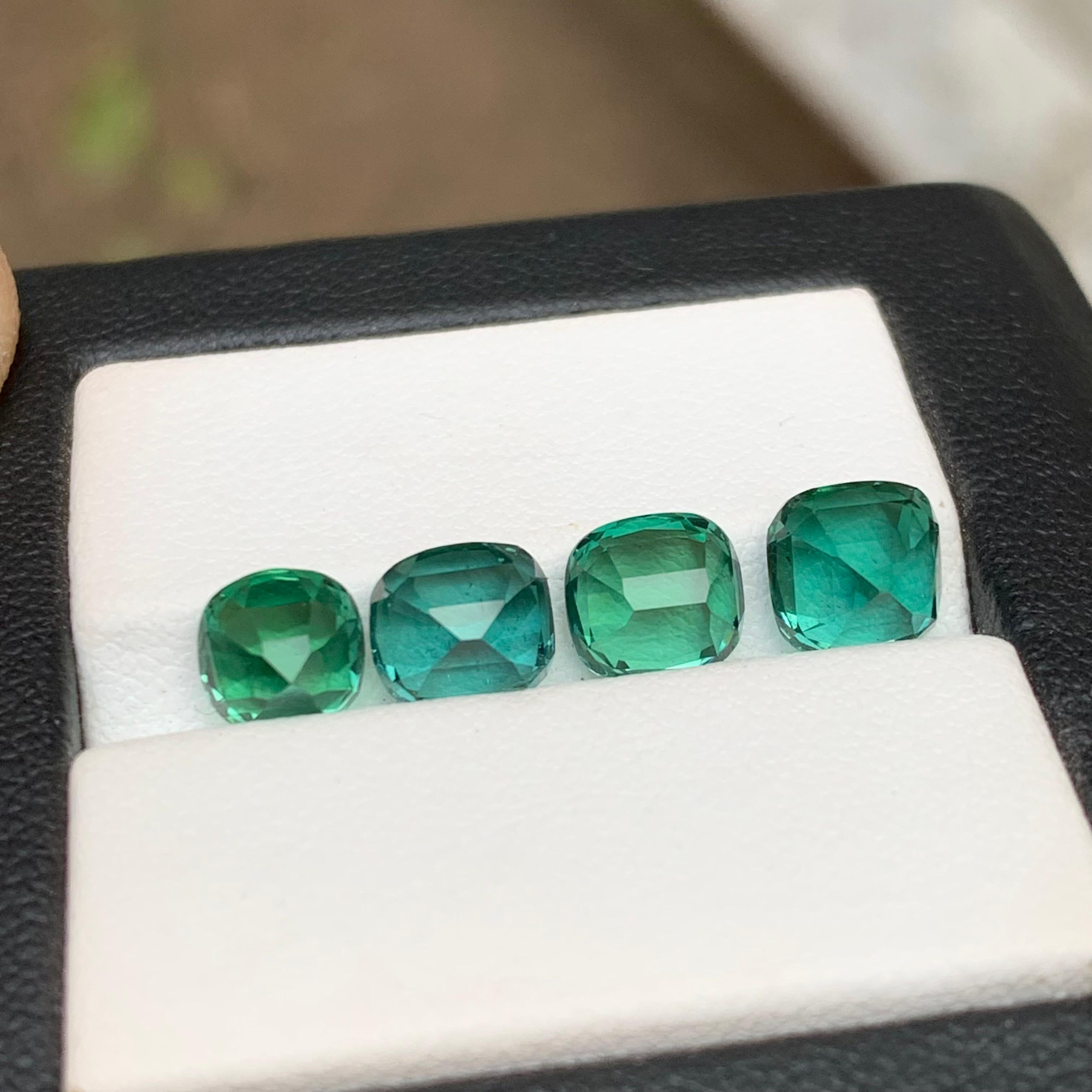 Lagoon Green & Blue Natural Tourmaline Loose Gemstones Lot 6.60 Ct Cushion Cut For Sale 1