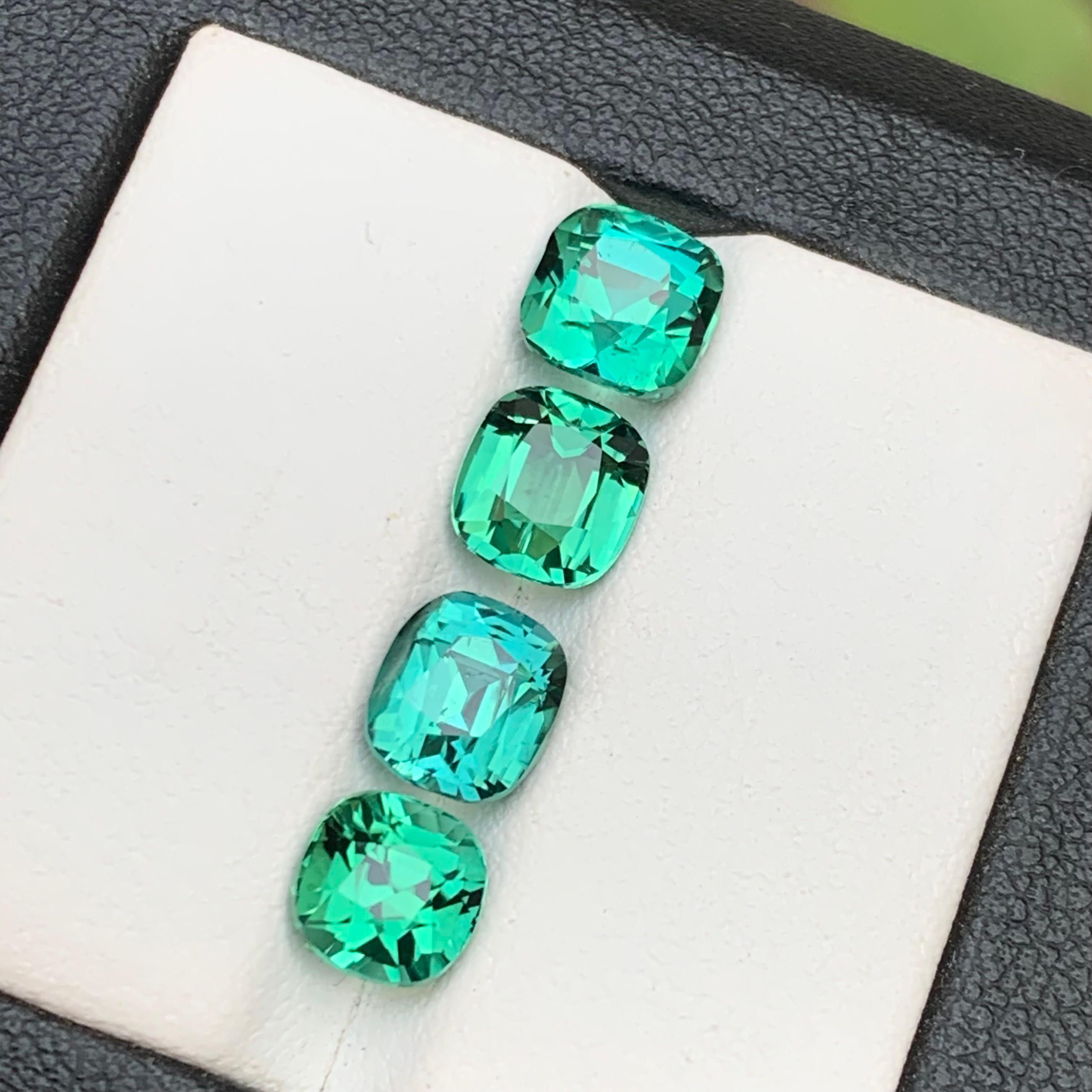 Lagoon Green & Blue Natural Tourmaline Loose Gemstones Lot 6.60 Ct Cushion Cut For Sale 2