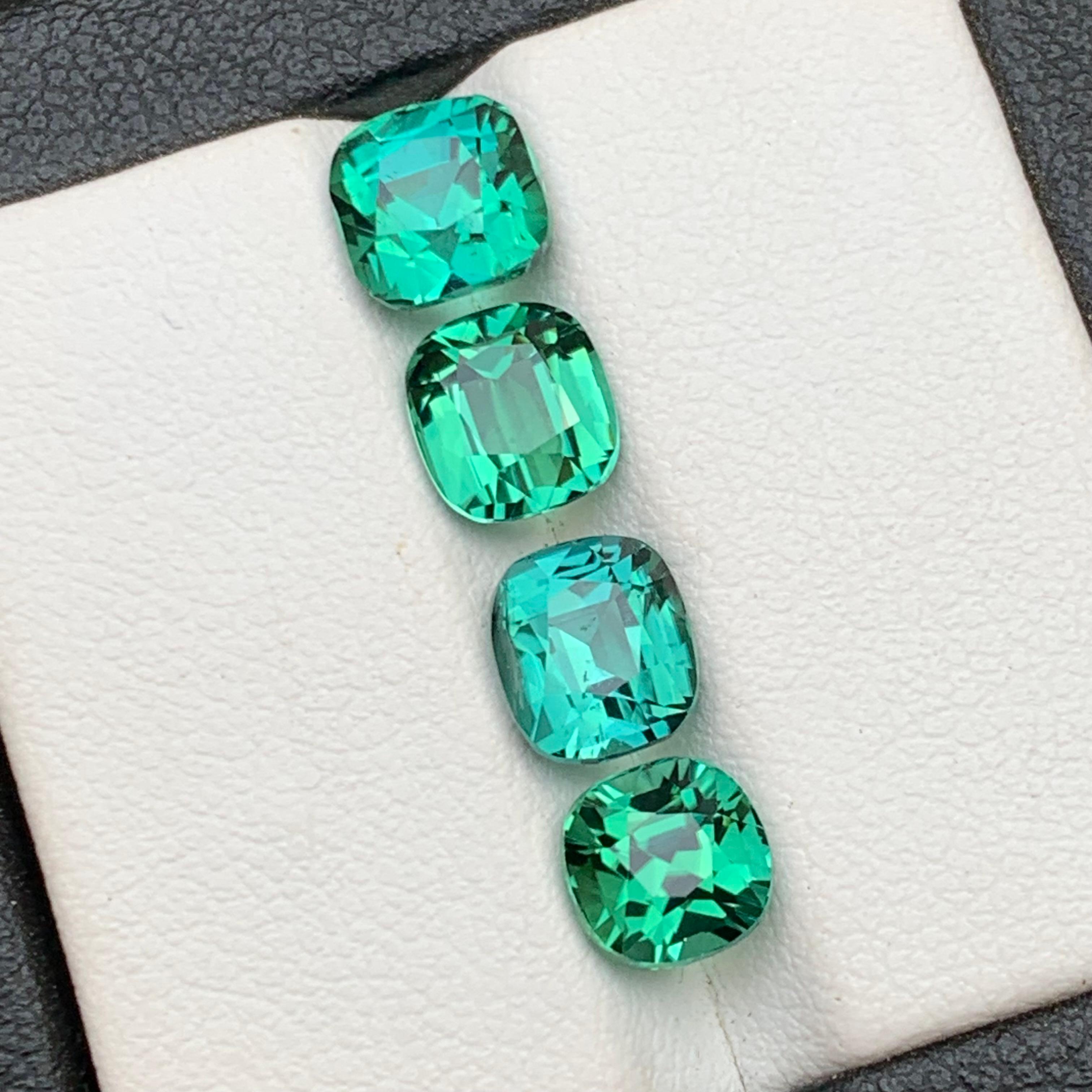Lagoon Green & Blue Natural Tourmaline Loose Gemstones Lot 6.60 Ct Cushion Cut For Sale 3