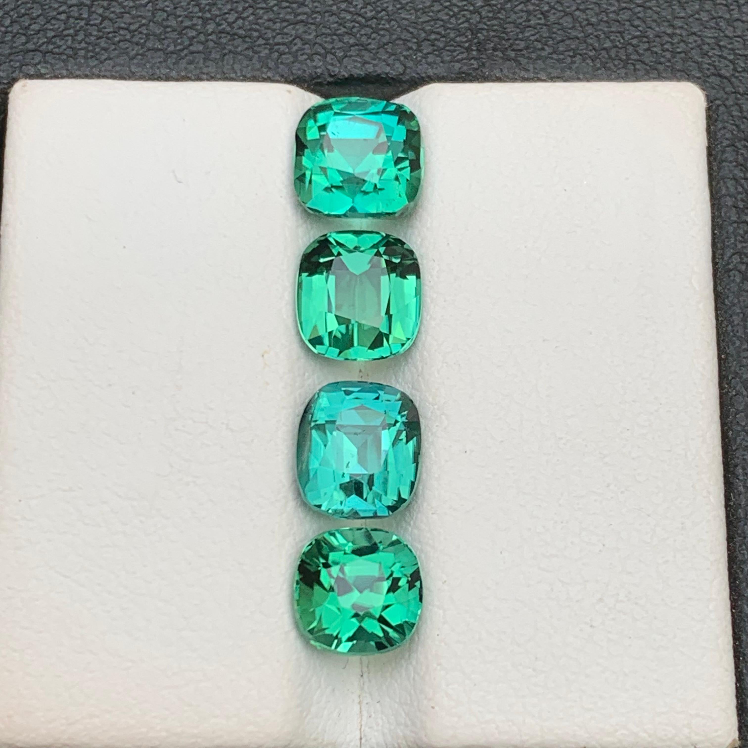 Lagoon Green & Blue Natural Tourmaline Loose Gemstones Lot 6.60 Ct Cushion Cut For Sale 4