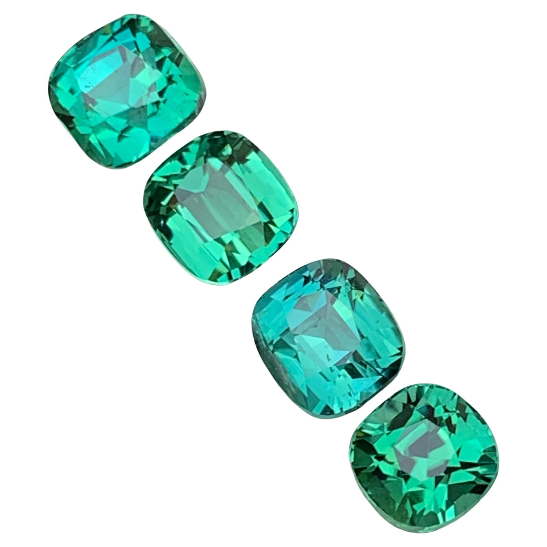 Lagoon Green & Blue Natural Tourmaline Loose Gemstones Lot 6.60 Ct Cushion Cut
