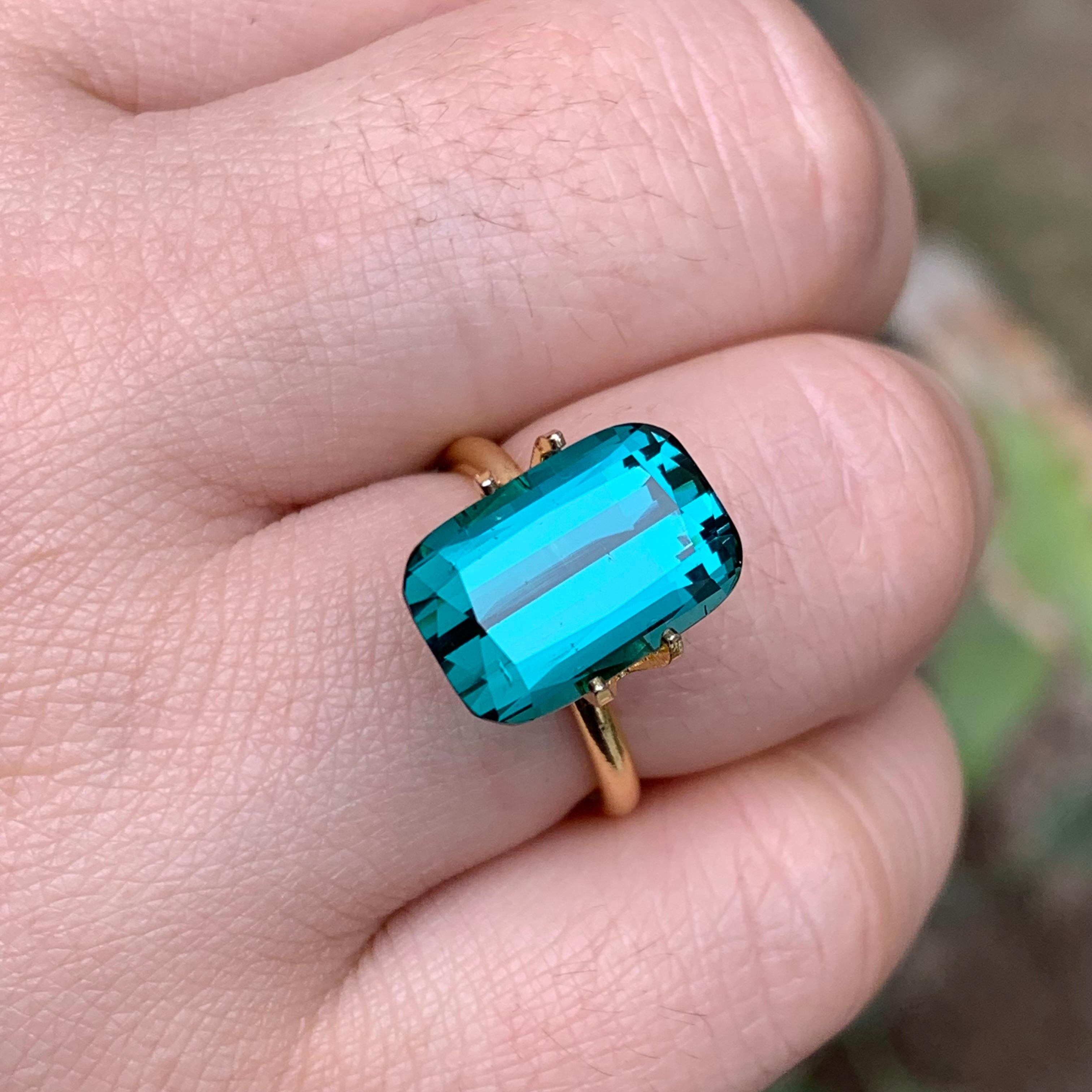 Anello con tormalina naturale blu indaco Lagoon Gemma sfusa da 6,70 carati taglio cuscino in vendita 5