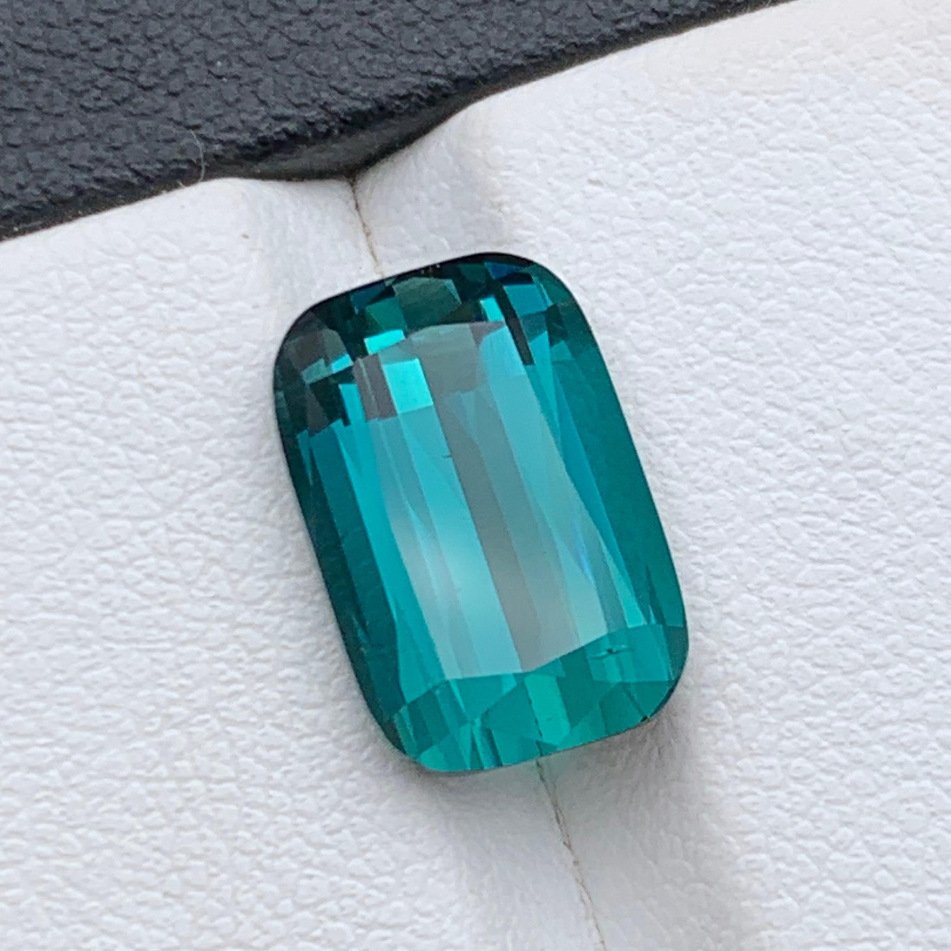Anello con tormalina naturale blu indaco Lagoon Gemma sfusa da 6,70 carati taglio cuscino in vendita 2