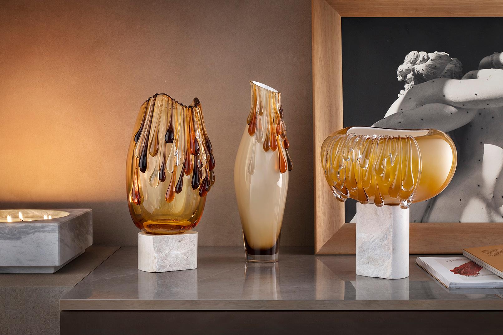 Contemporary Lagoon' Tears Murano Glass Vase by Aina Kari For Sale
