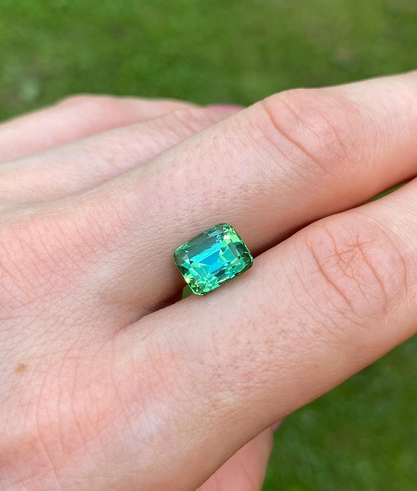 Lagoon Tourmaline 3.62Ct natural Gemstone, Cushion, Afghanistan , Certificate In New Condition For Sale In Daugavpils, LV