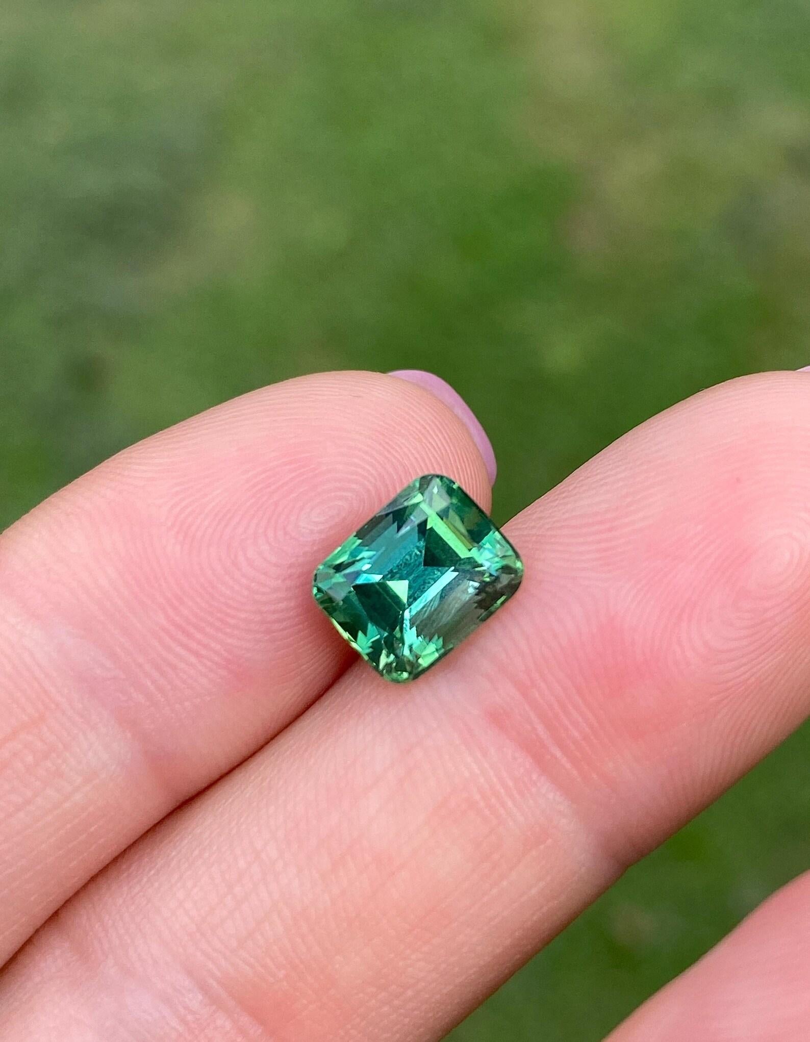 Women's or Men's Lagoon Tourmaline 3.62Ct natural Gemstone, Cushion, Afghanistan , Certificate For Sale