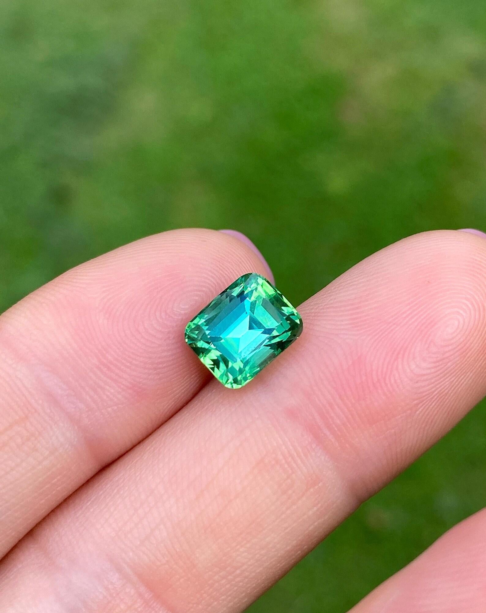 Lagoon Tourmaline 3.62Ct natural Gemstone, Cushion, Afghanistan , Certificate For Sale 2