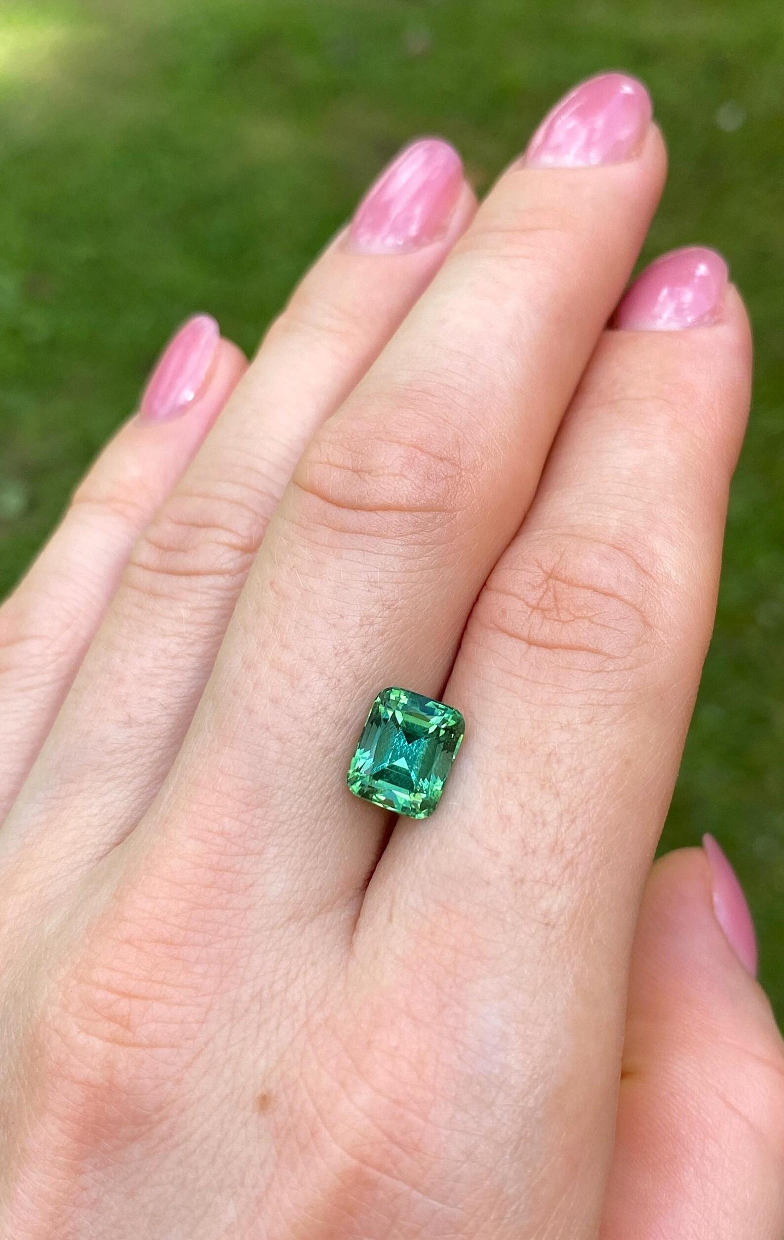 Lagoon Tourmaline 3.62Ct natural Gemstone, Cushion, Afghanistan , Certificate For Sale 3