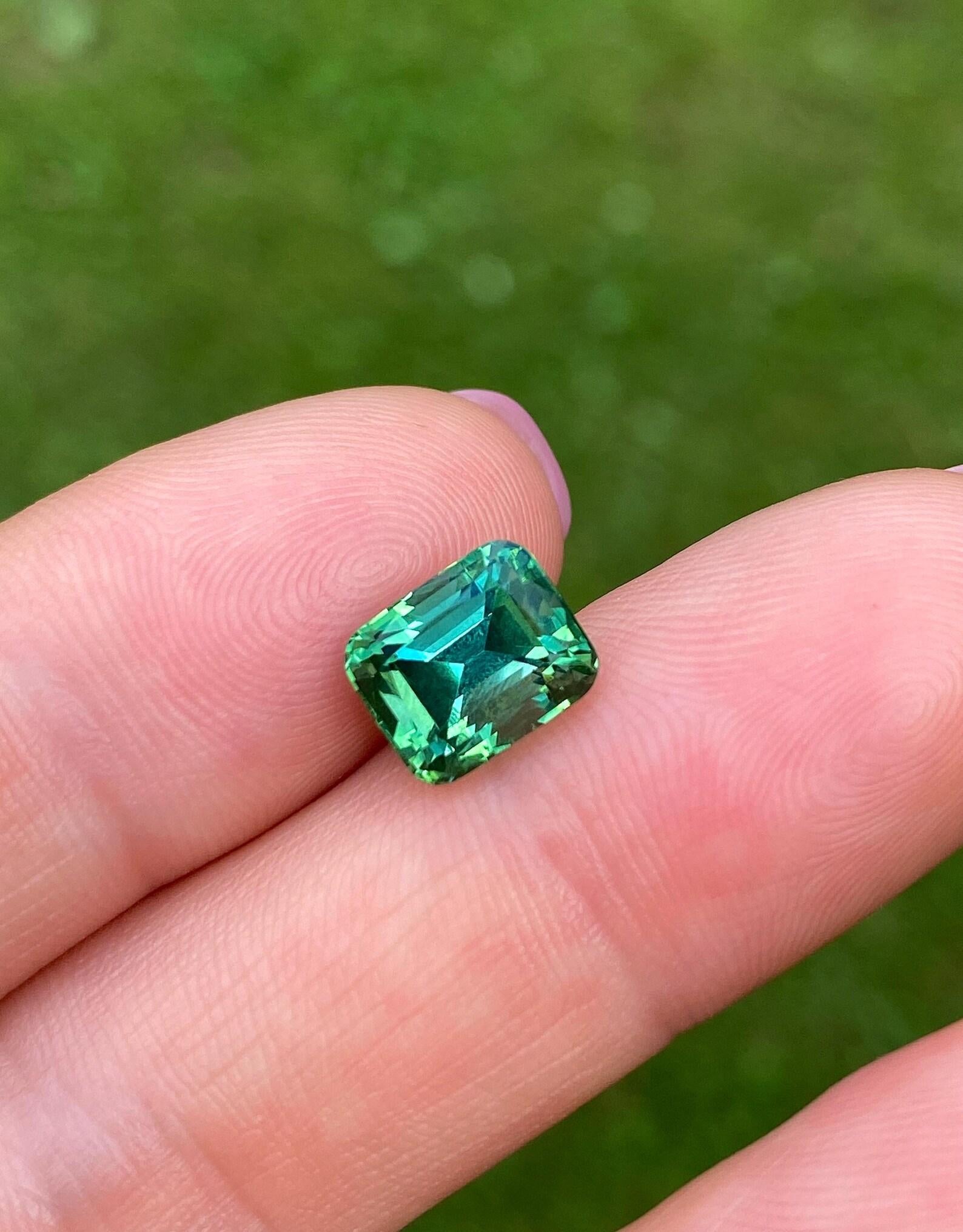 Lagoon Tourmaline 3.62Ct natural Gemstone, Cushion, Afghanistan , Certificate For Sale 4