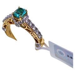 Lagoon Tourmaline and Diamonds natural gemstone Ring, 14 Karat Yellow Gold, 7US