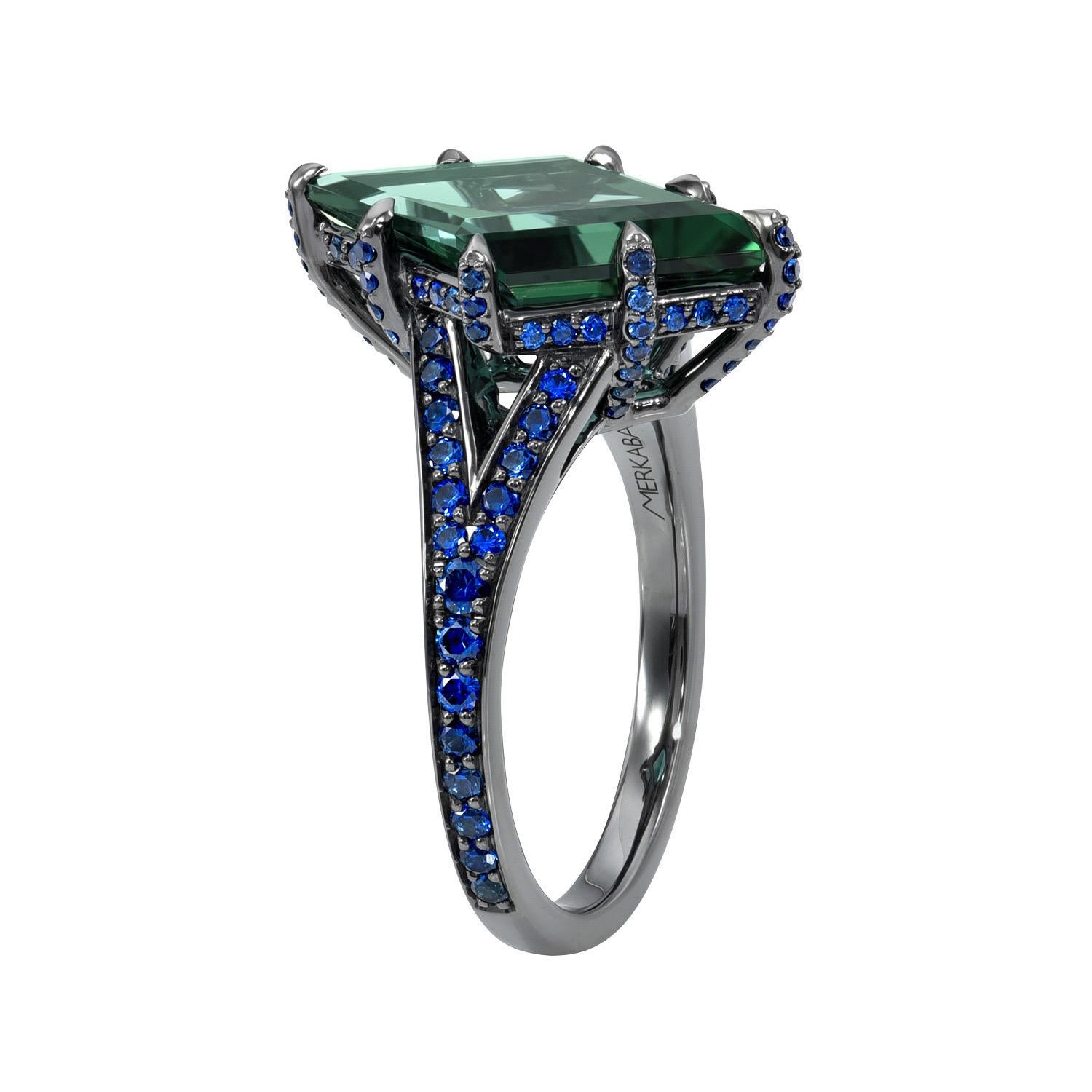 Modern Lagoon Tourmaline Ring 4.40 Carat Kite Shape