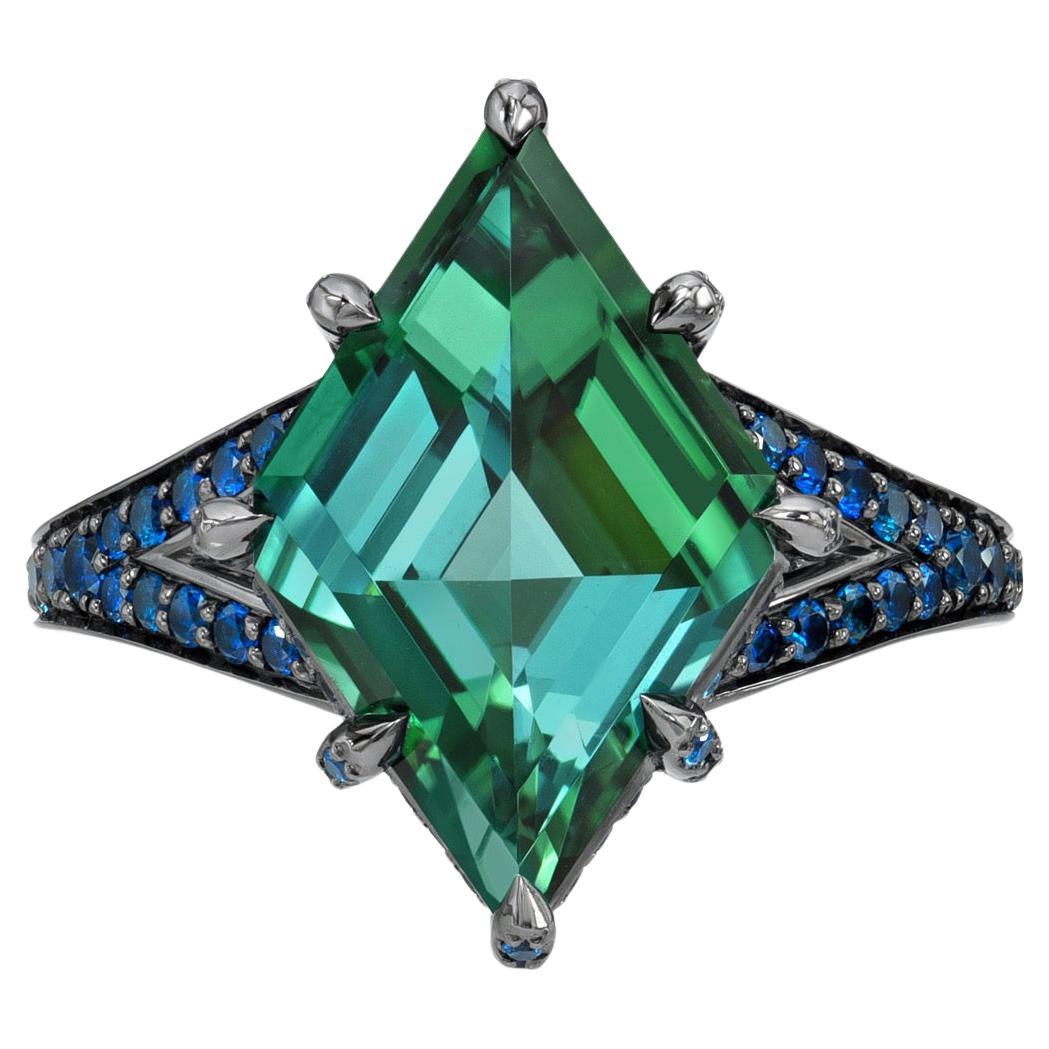 Lagoon Tourmaline Ring 4.40 Carat Kite Shape