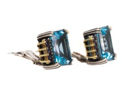 Lagos 10 Carat Topaz, Amethyst 18 Karat Yellow Gold and Sterling Silver Earrings