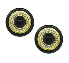 Lagos 1.50ct Diamond Onyx Interchangeable Center Gold Earrings