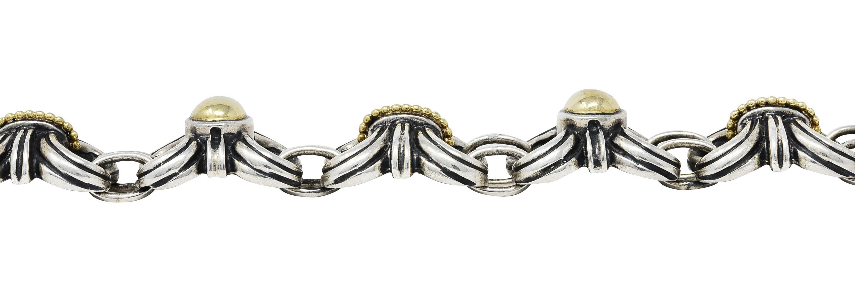 Lagos 18 Karat Gold Sterling Silver Wheat Link Bracelet 1