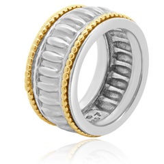 Lagos 18 Karat Yellow Gold and Sterling Silver Caviar Band