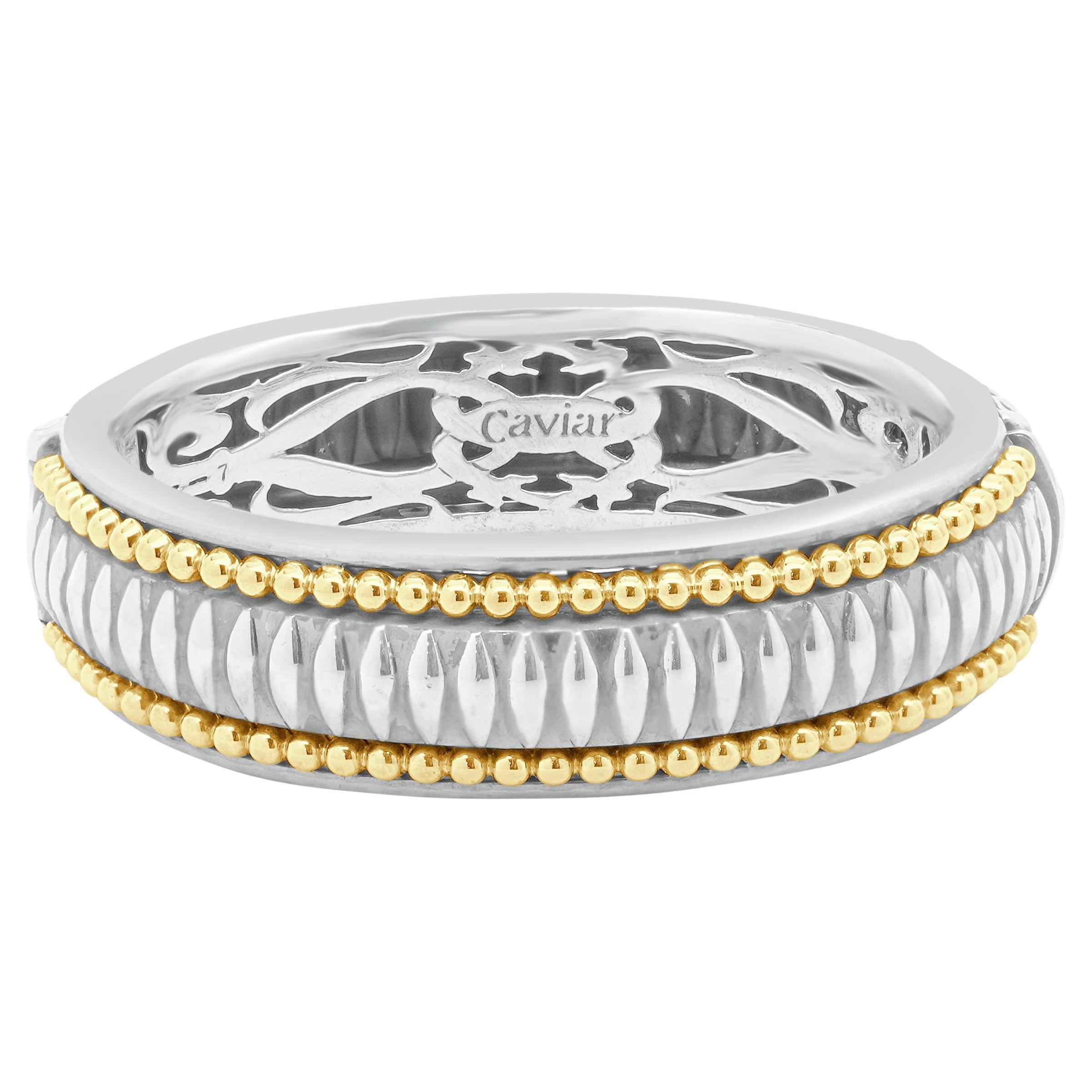 Lago Bracelet en or jaune 18 carats et argent sterling avec caviar en or en vente