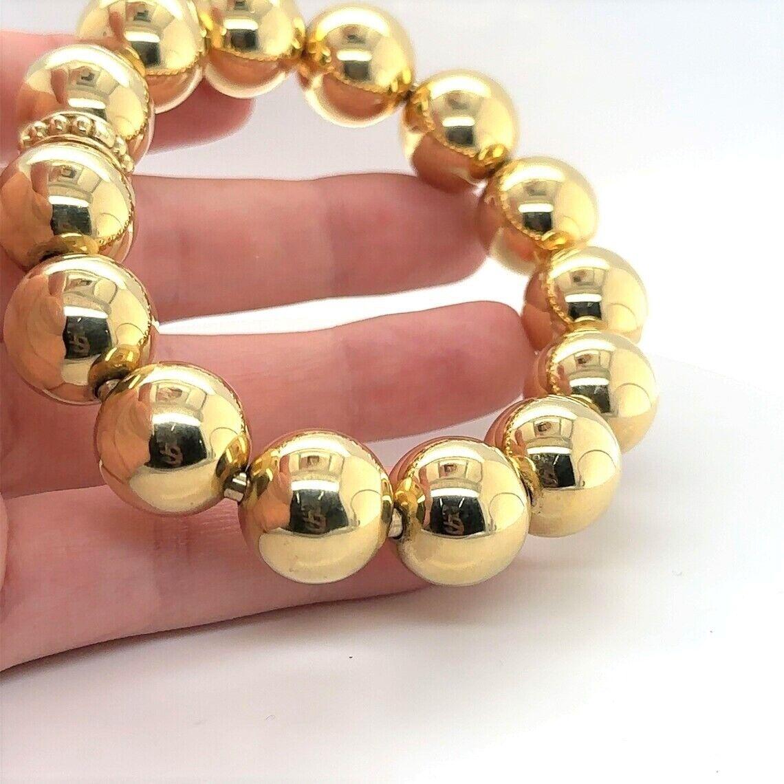 Lagos 18 Karat Gelbgold Ballperlen Stretch-Armband Größe für Damen oder Herren