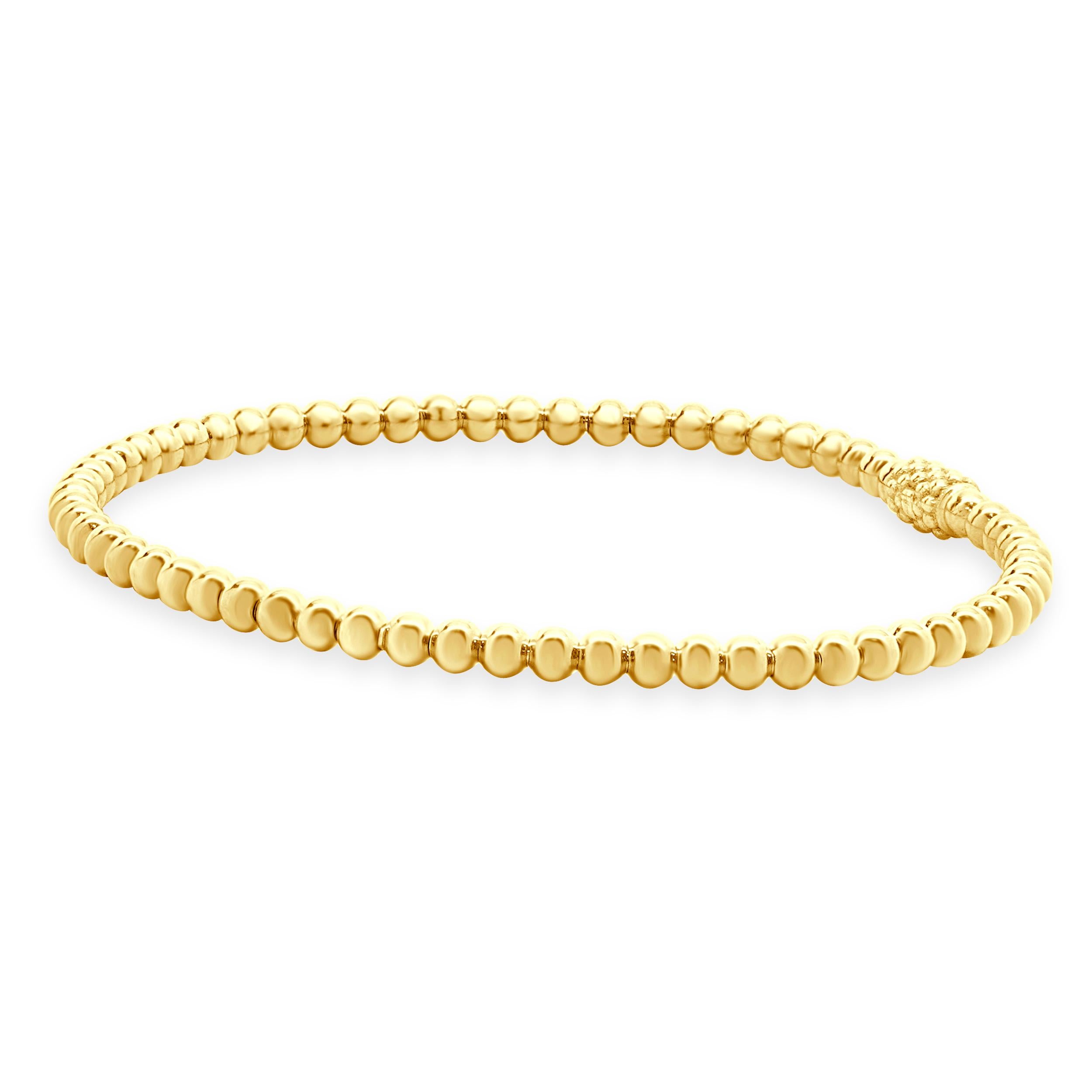 Designer: Lagos
Material: 18K yellow gold
Dimensions: bracelet will fit up to a 6.25-inch wrist
Weight: 6.83 grams
