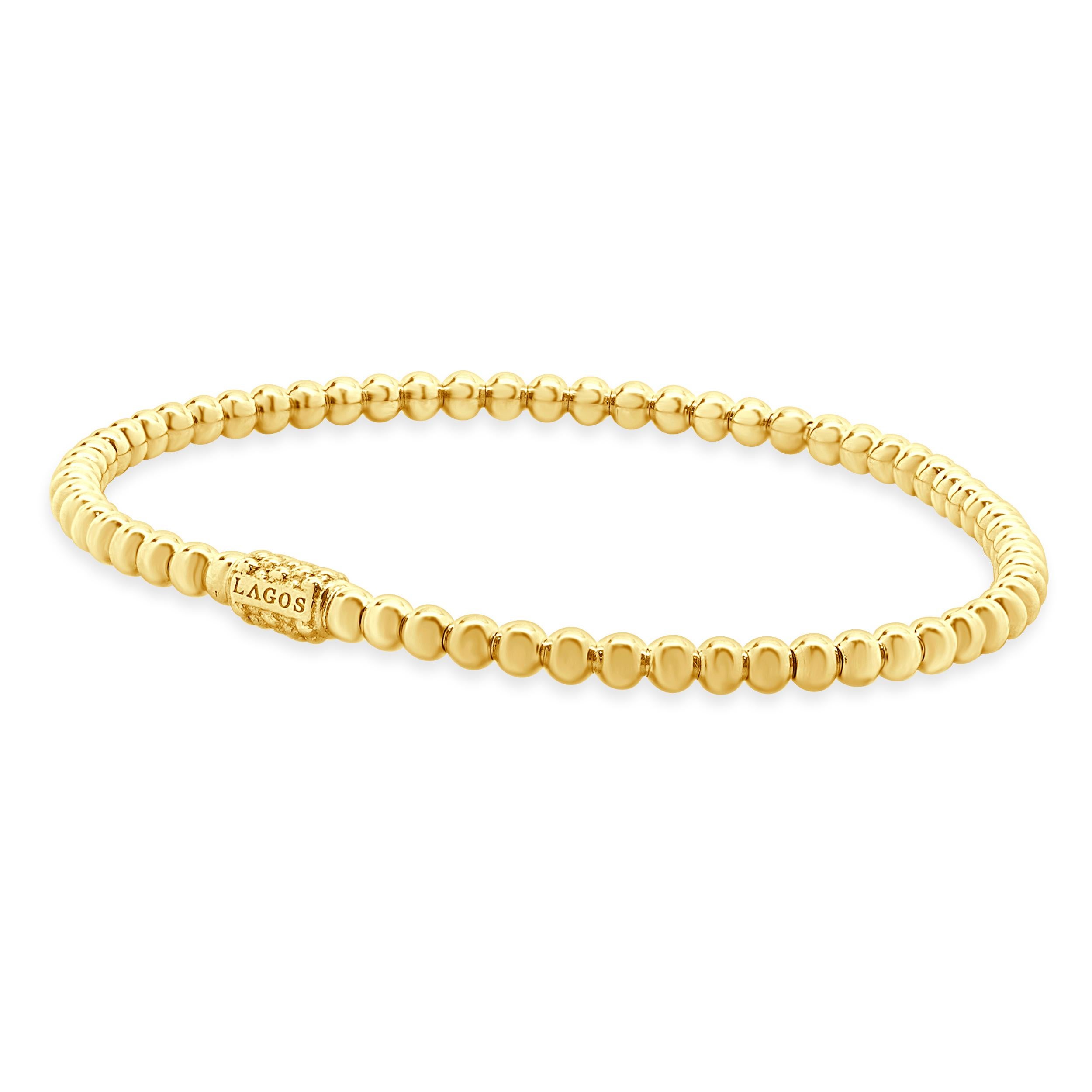 Lagos 18 Karat Yellow Gold Caviar Beaded Bracelet In Excellent Condition In Scottsdale, AZ