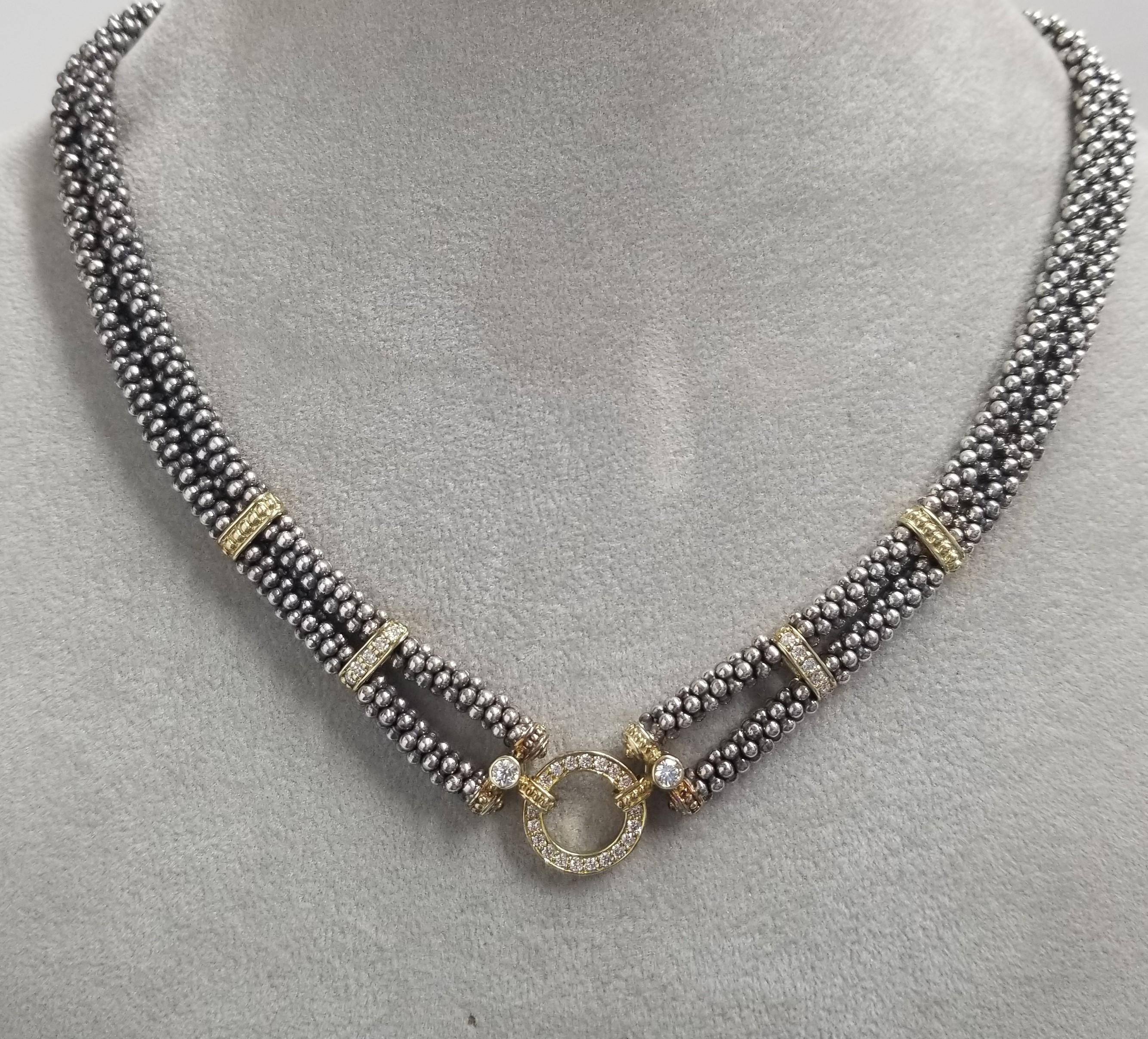 da uomo o donna Collana a doppio filo con diamanti in oro giallo e argento Sterling Lagos 18 carati in vendita