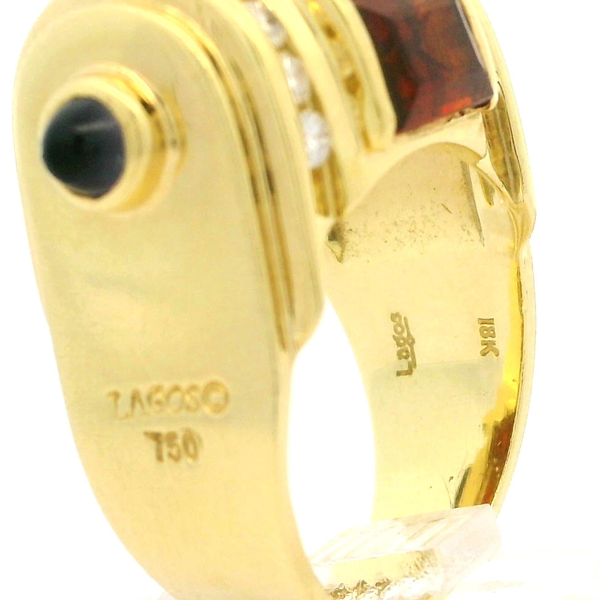 De las mujeres Lagos Anillo de Oro Amarillo de 18k con Diamante Citrino en Canales y Piedras Azules en venta