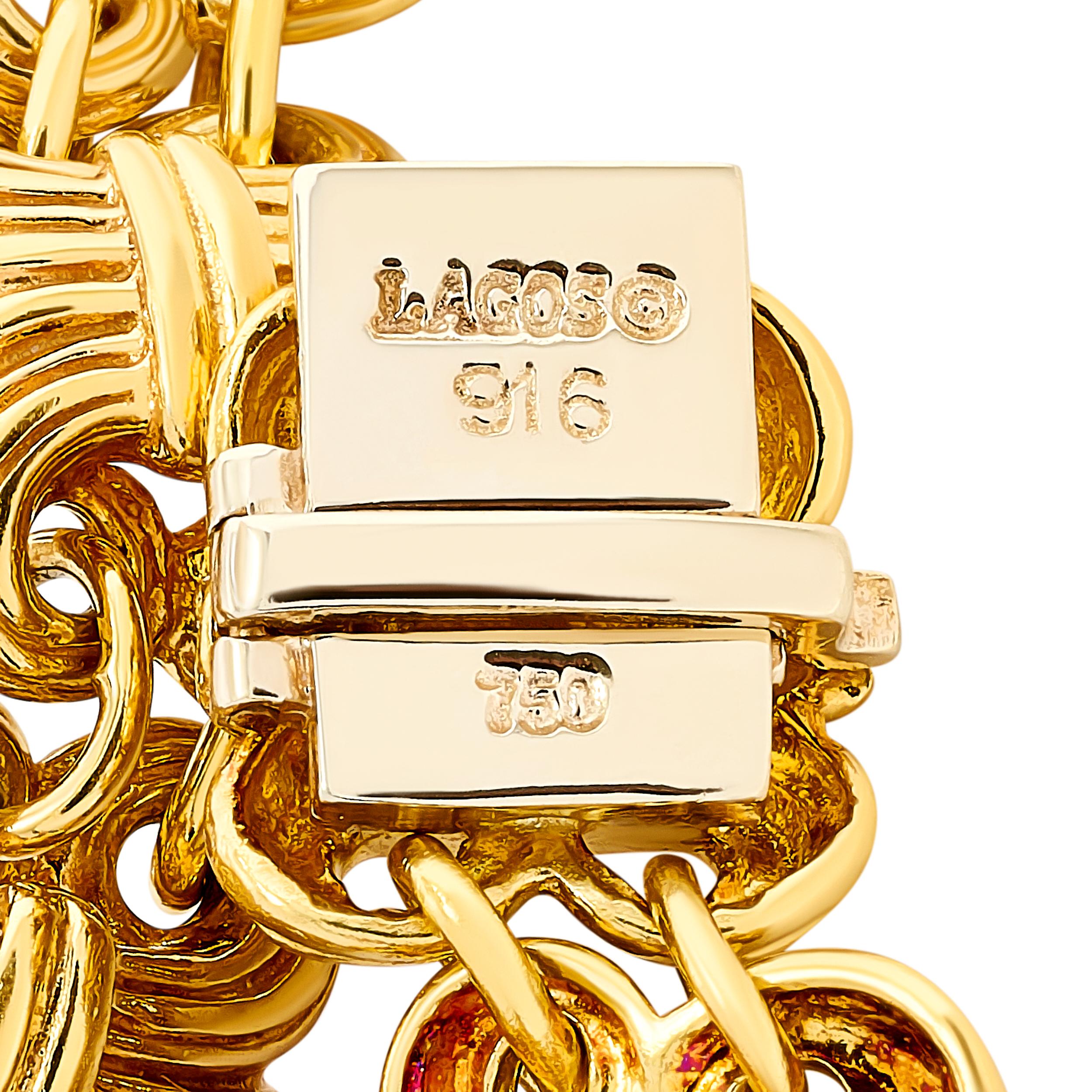 Lago - Bracelet à maillons en or jaune 22 carats et 18 carats - Fleur de Lis Pour femmes en vente